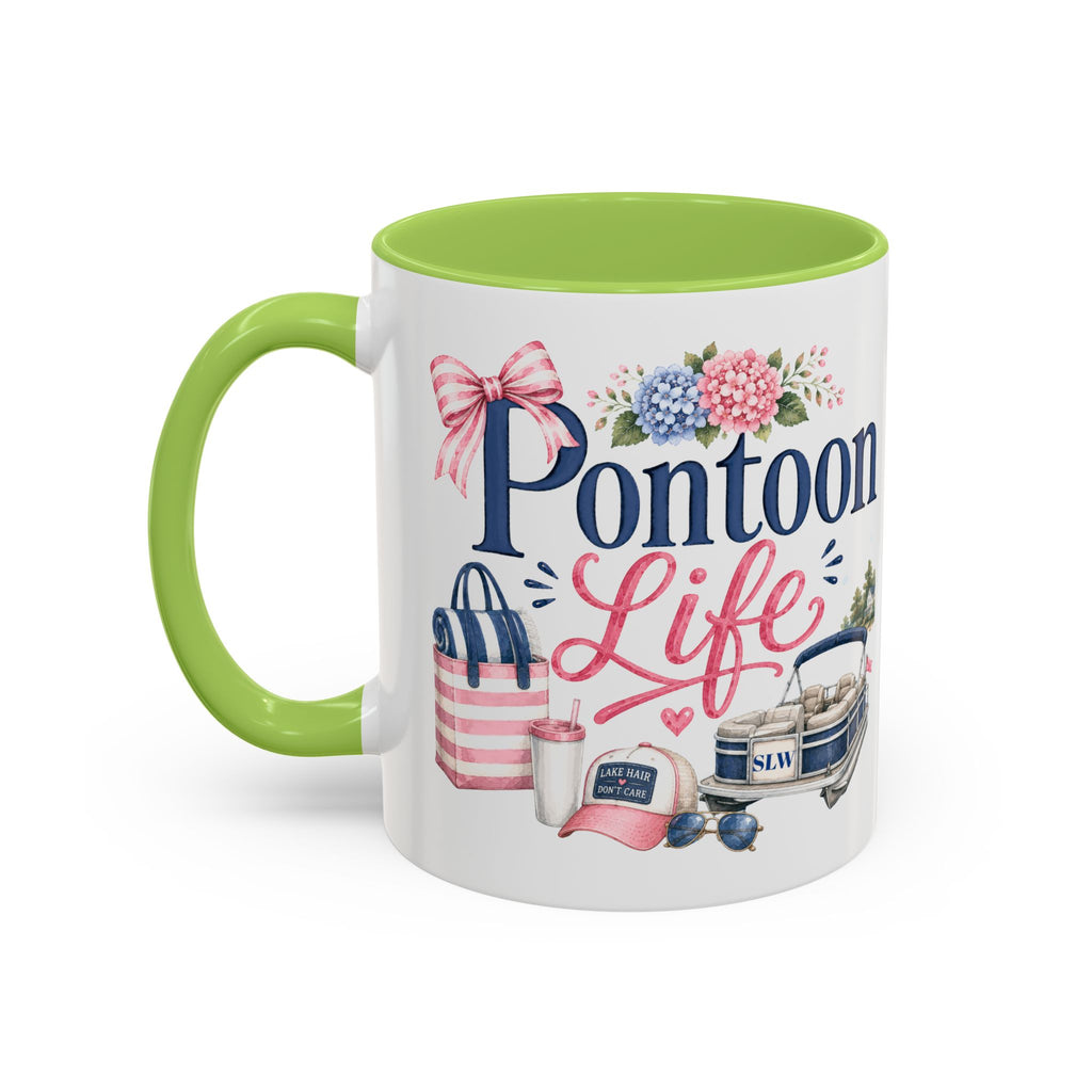 Pontoon Life Accent Coffee Mug Personalized 11oz & 15oz Coffee Cup