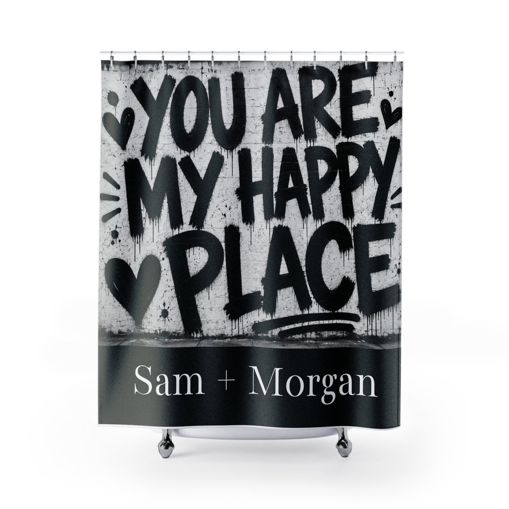 You Are My Happy Place Shower Curtain Romantic Bathroom Decor