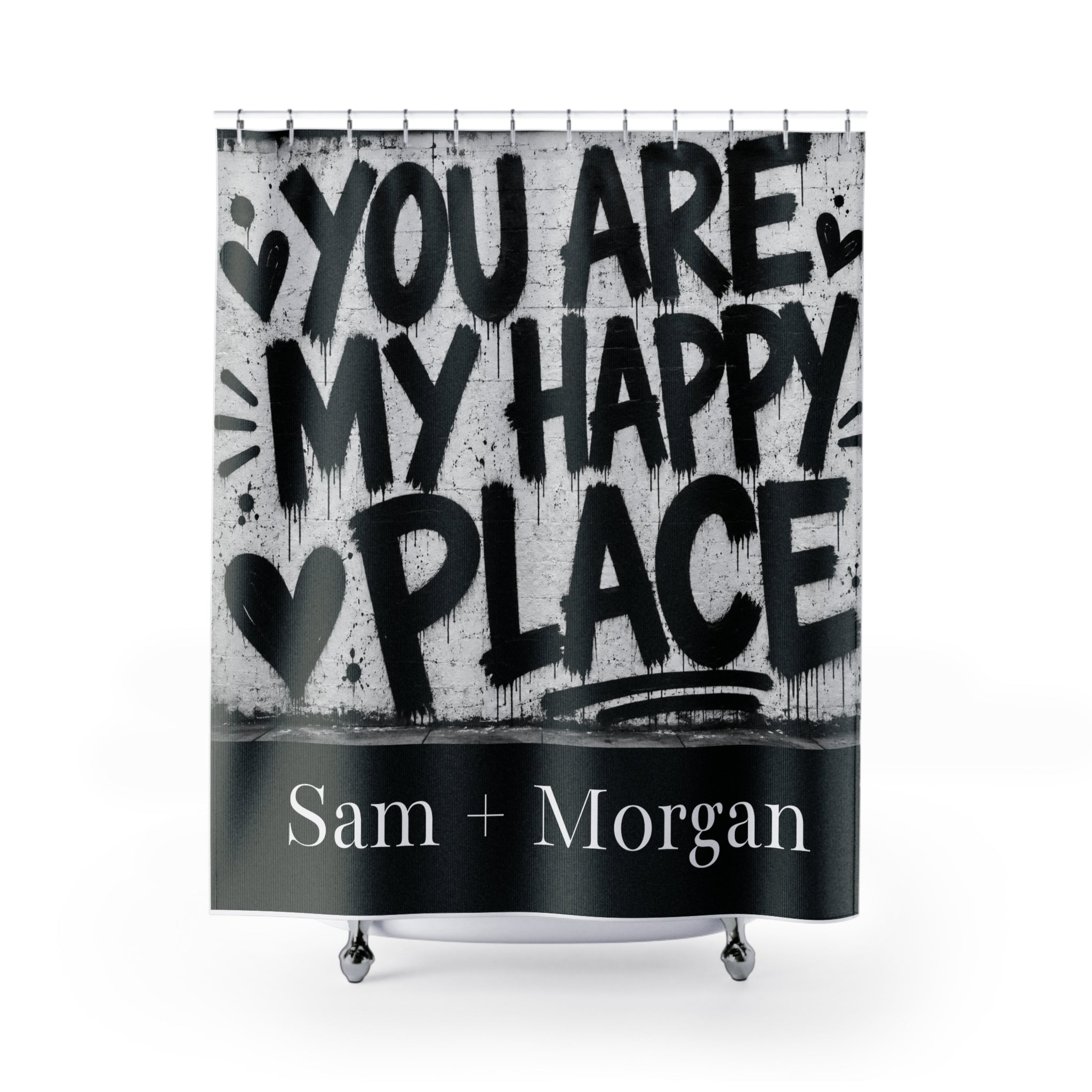 You Are My Happy Place Shower Curtain Romantic Bathroom Decor