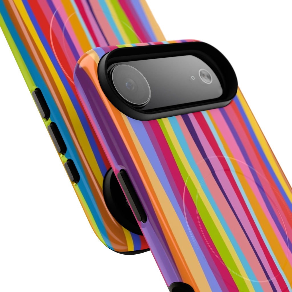 Colorful Stripes Tough Magnetic Case Protective Phone Case with Custom Stripe Design