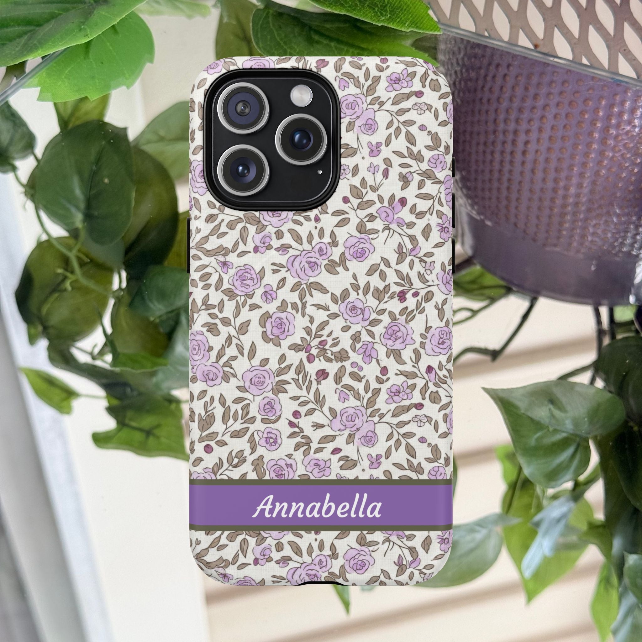 Personalized Lavender Floral Tough Magnetic Case