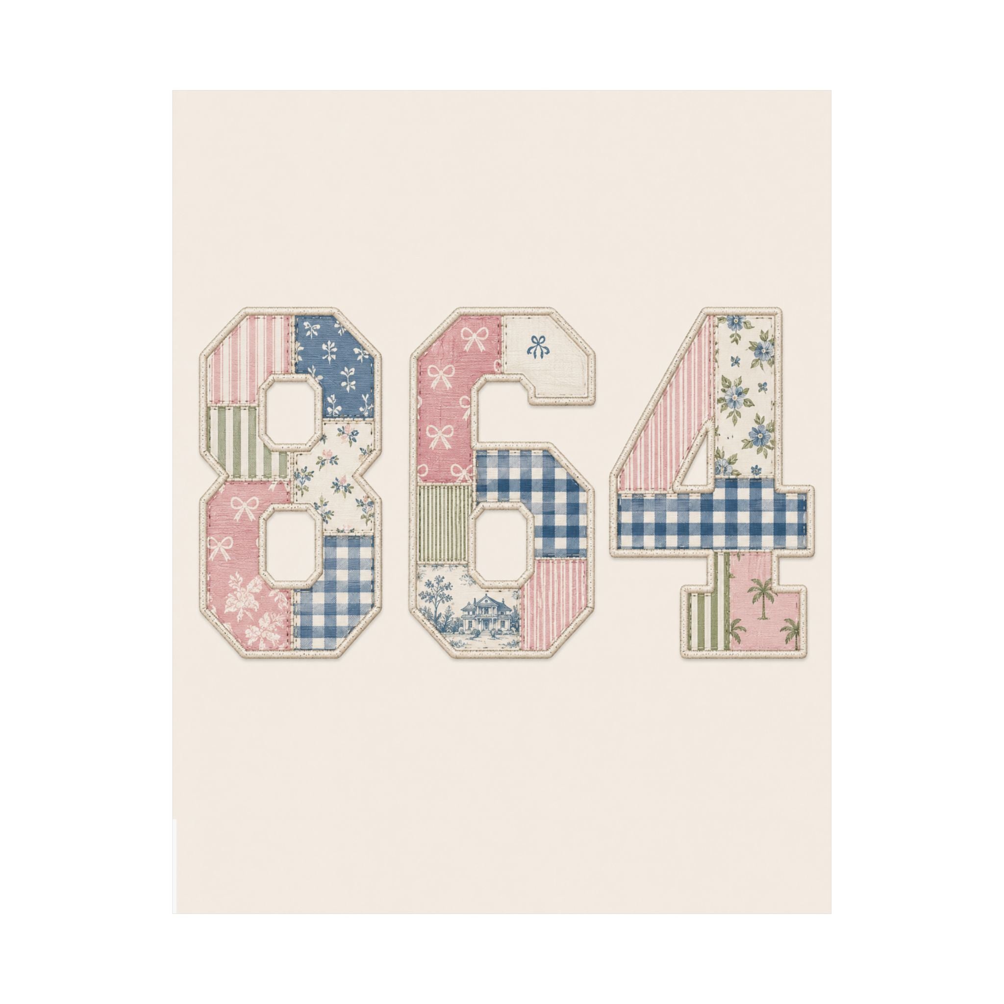 Patchwork Number 864 Poster — Vintage Floral Nursery Wall Art
