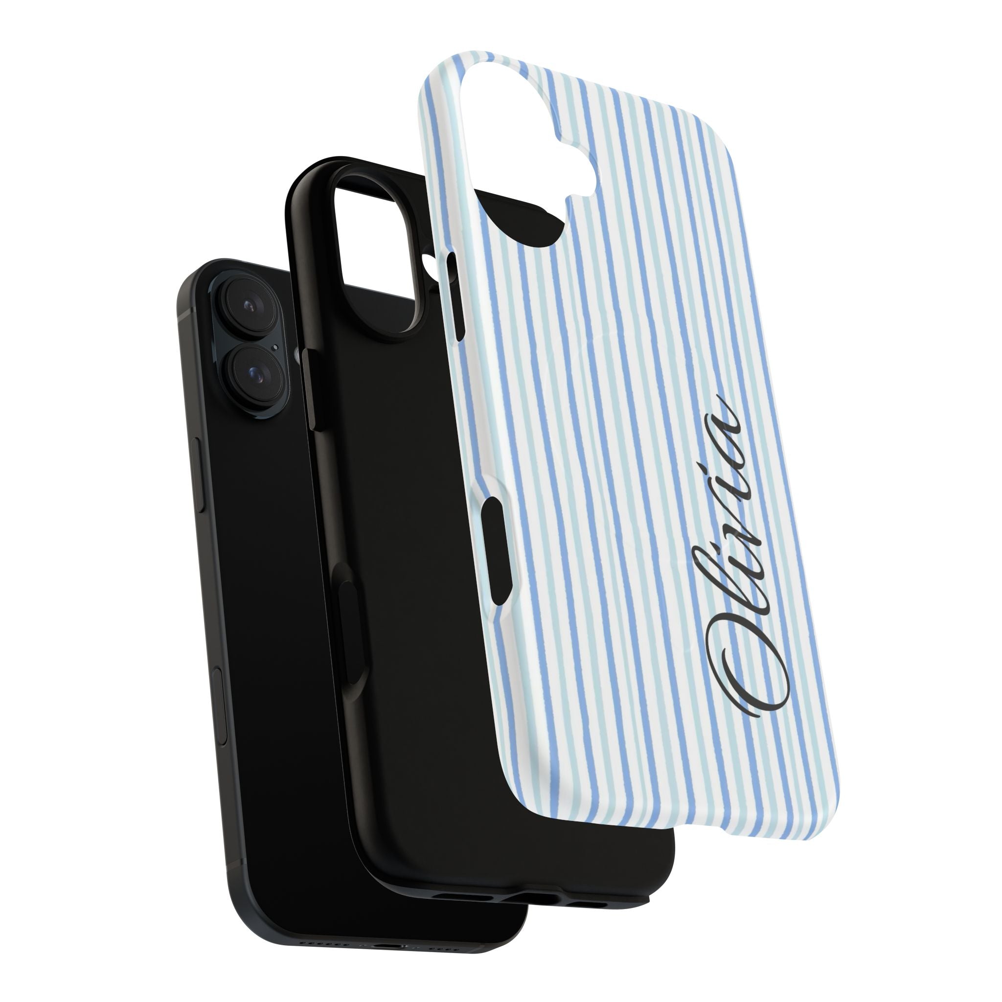 Personalized Light Blue Striped Tough Magnetic Phone Case