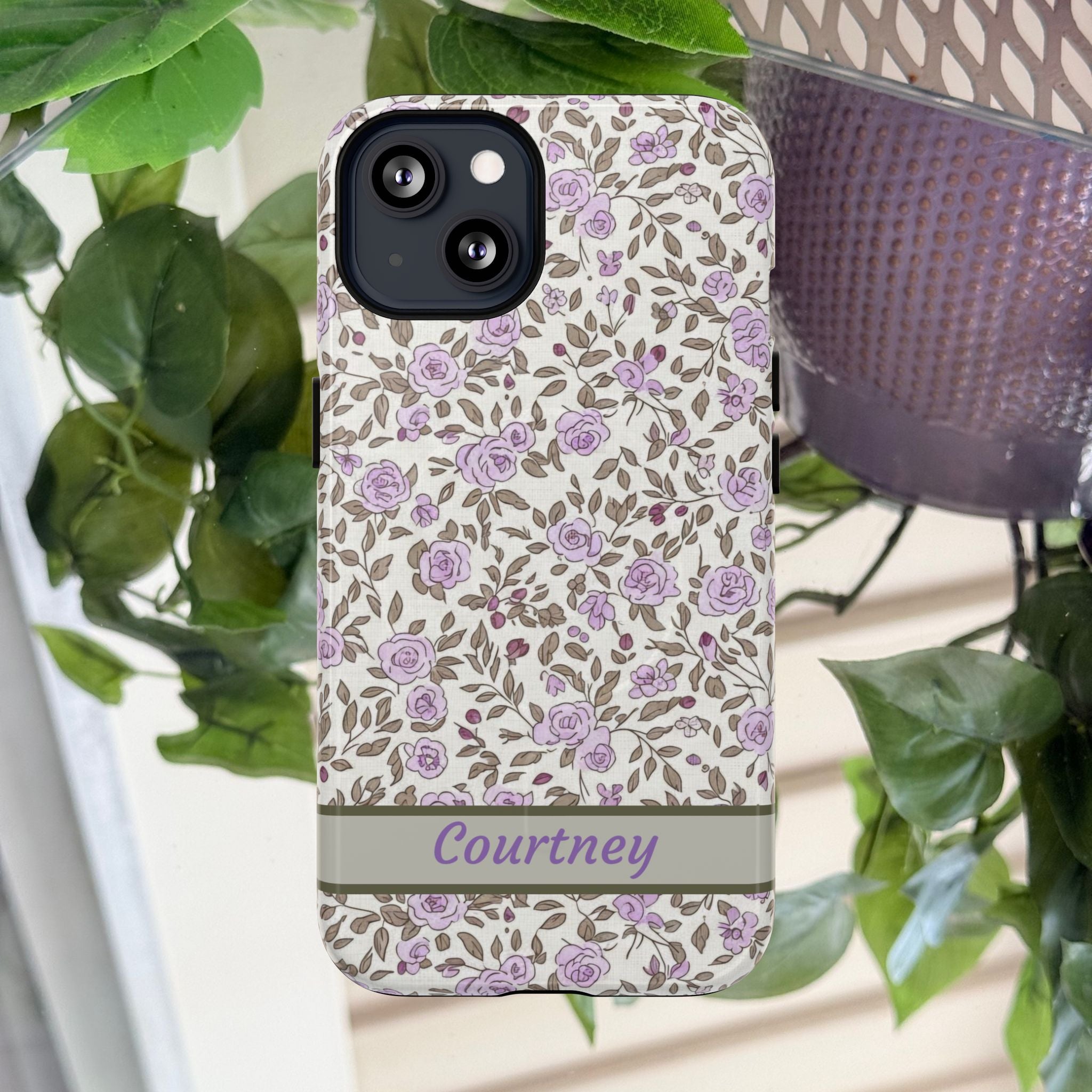 Personalized Lavender Floral Tough Magnetic Case