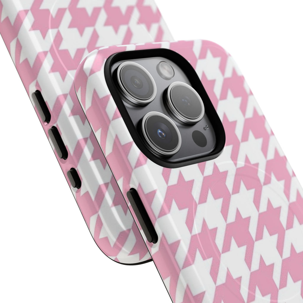 Pink Houndstooth Magnetic Phone Case | Tough Protective Magnetic Case