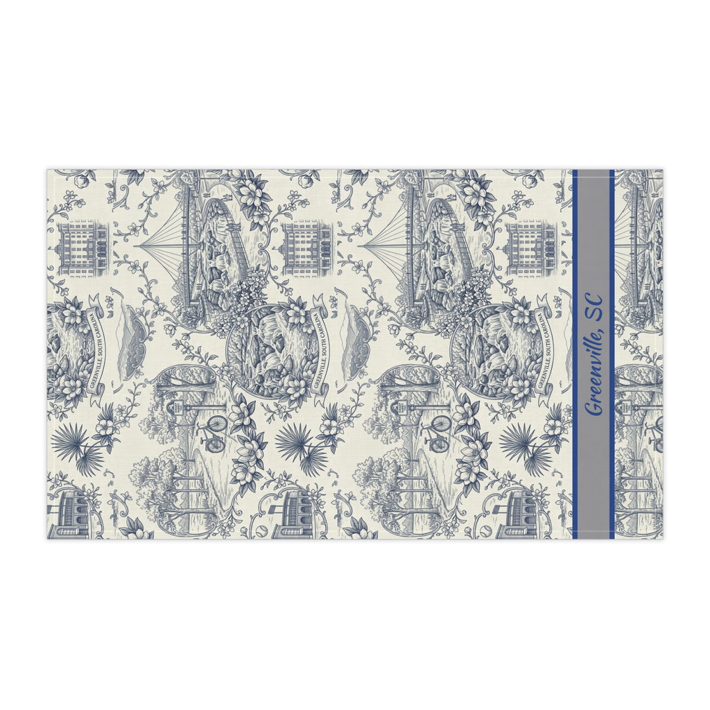 Greenville, SC Toile Kitchen Towel — Decorative Cotton-Poly Tea Towel