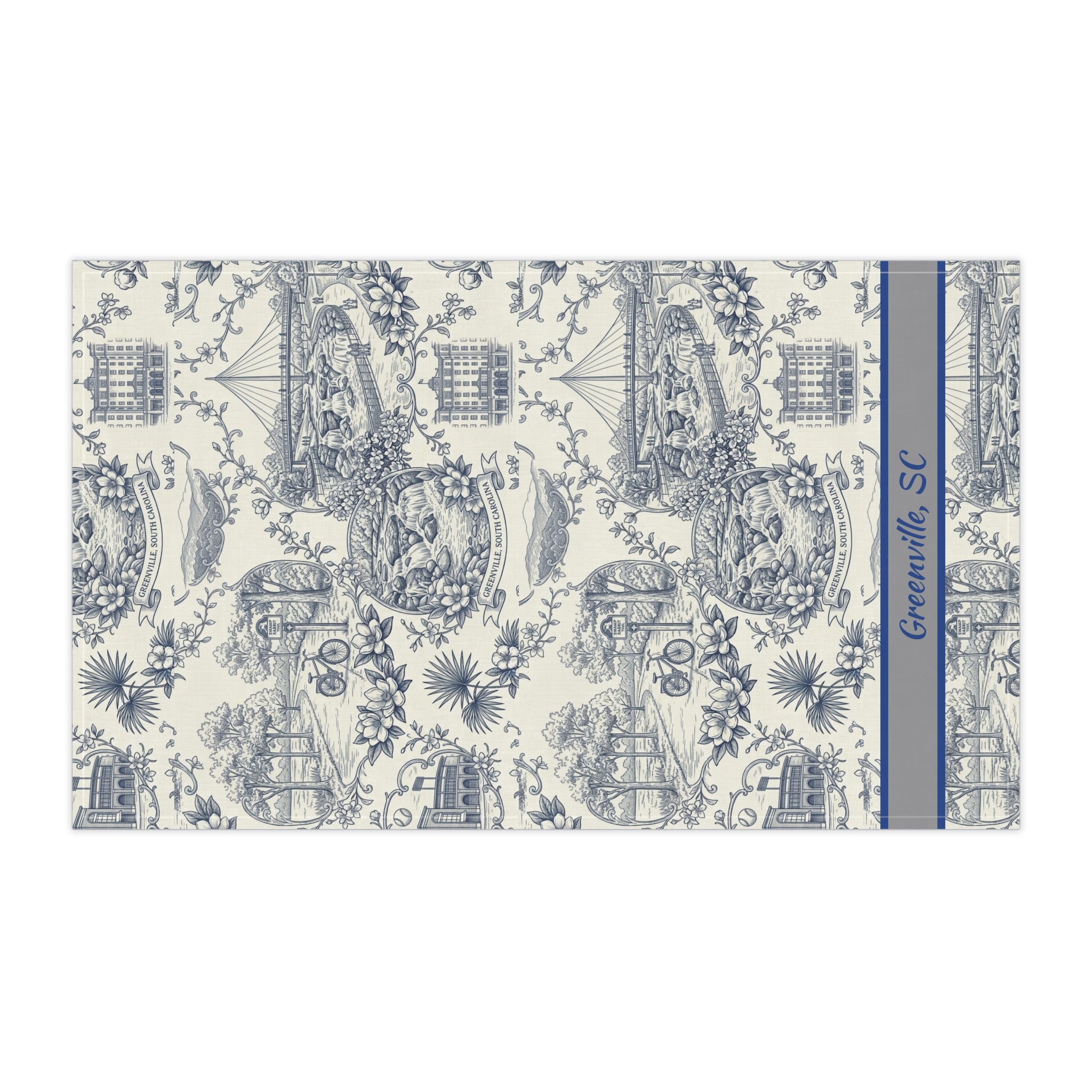 Greenville, SC Toile Kitchen Towel — Decorative Cotton-Poly Tea Towel