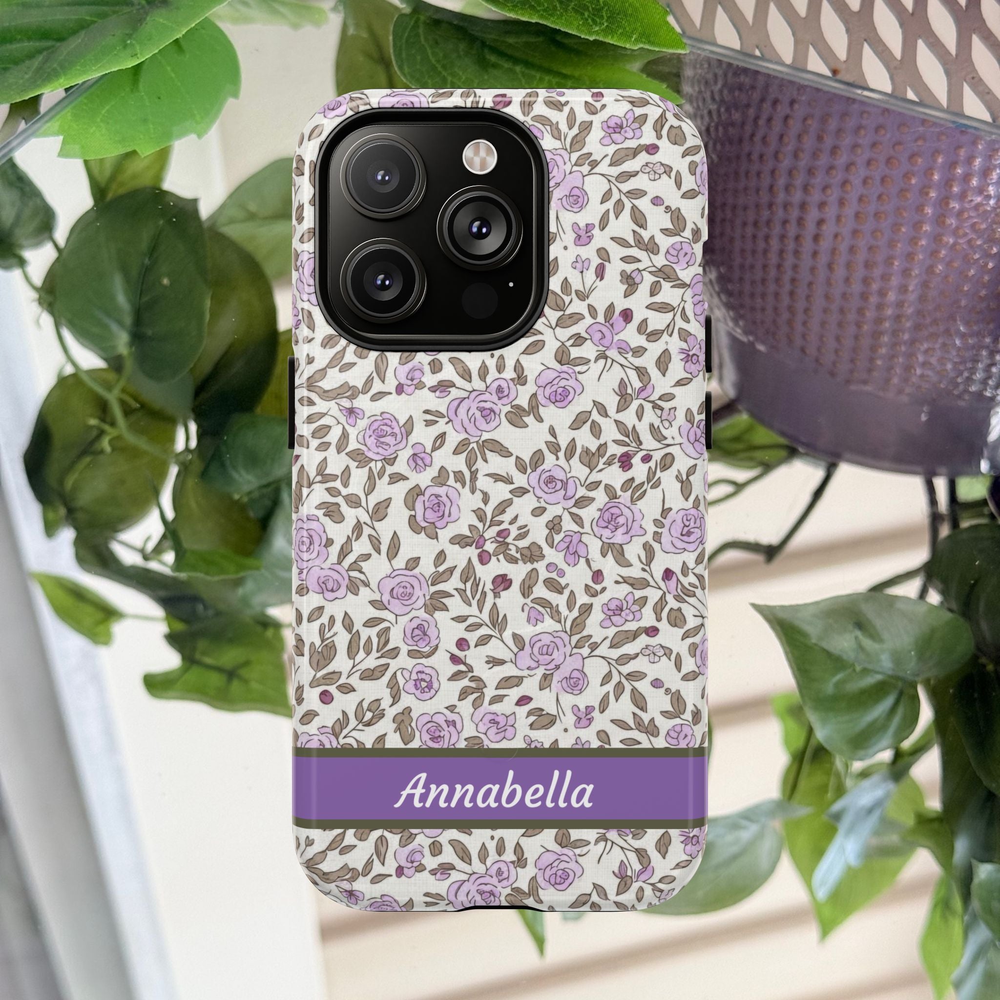 Personalized Lavender Floral Tough Magnetic Case