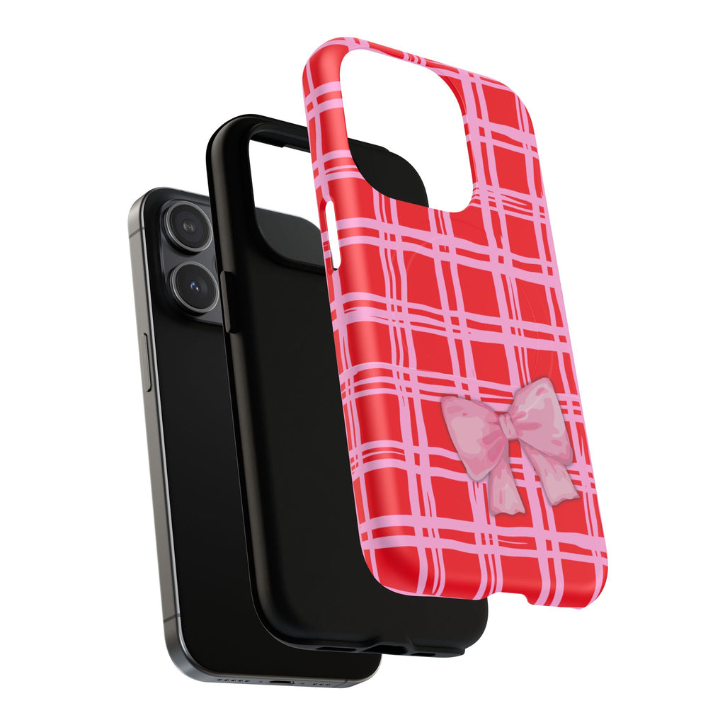 Pink Bow Red & Pink Pattern Tough Magnetic Case