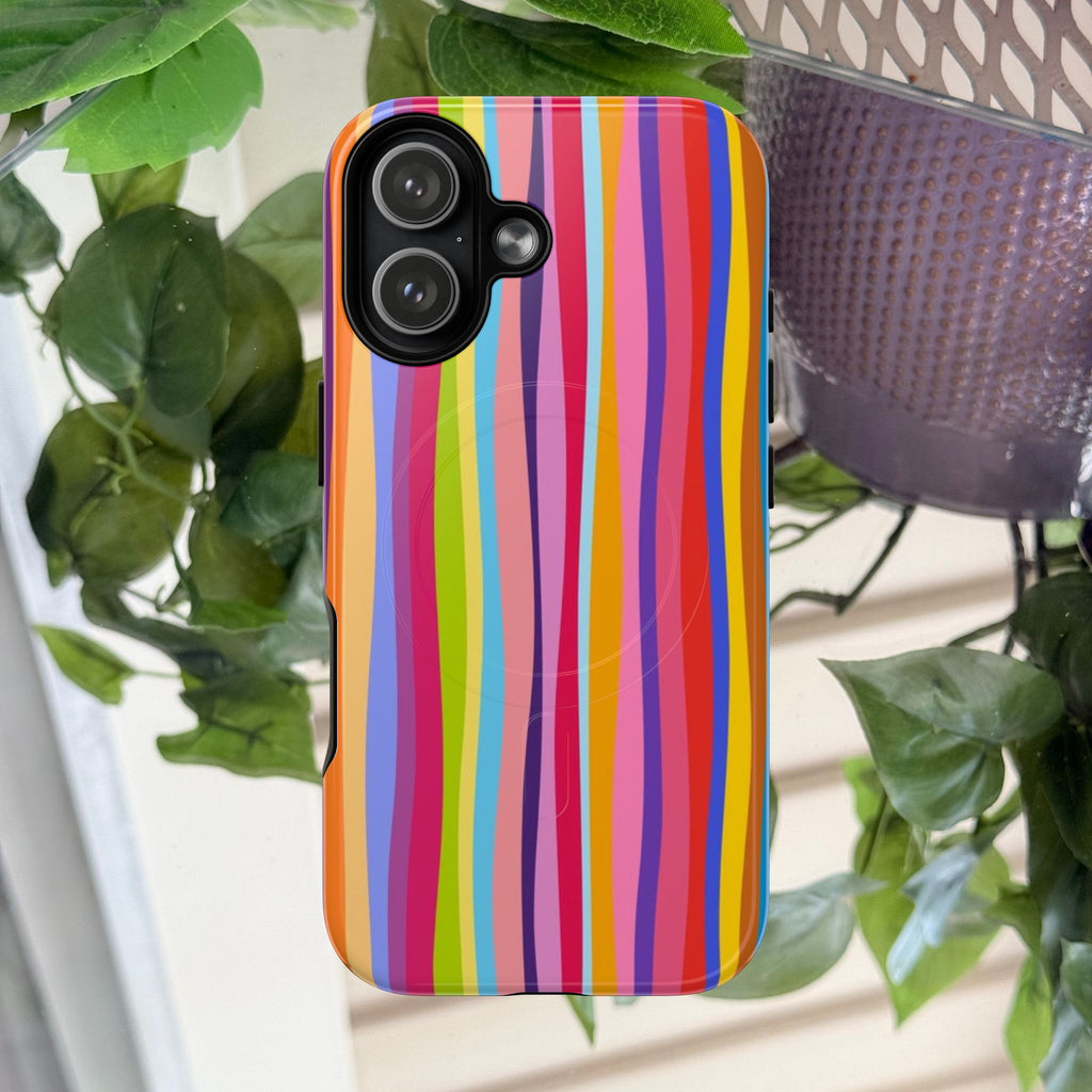 Colorful Stripes Tough Magnetic Case Protective Phone Case with Custom Stripe Design
