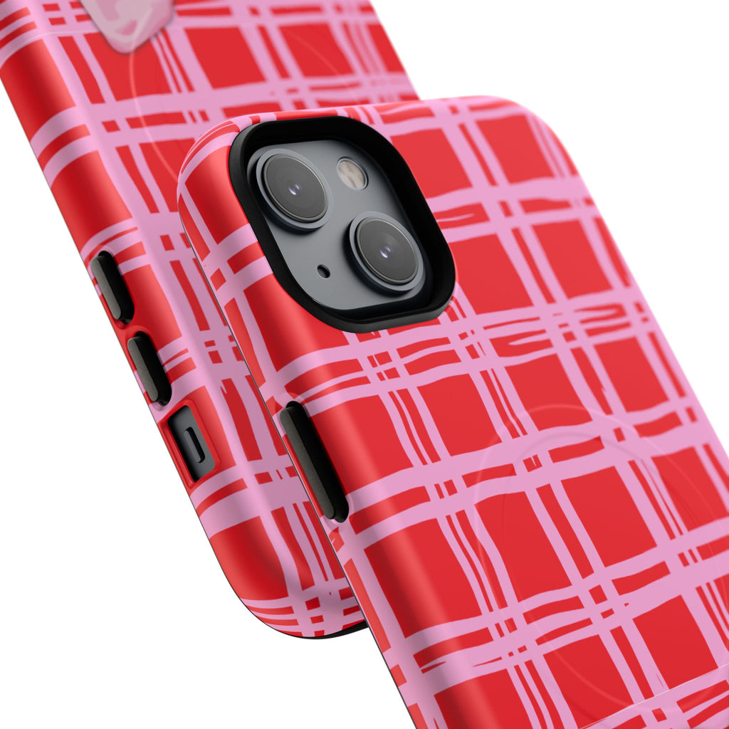 Pink Bow Red & Pink Pattern Tough Magnetic Case