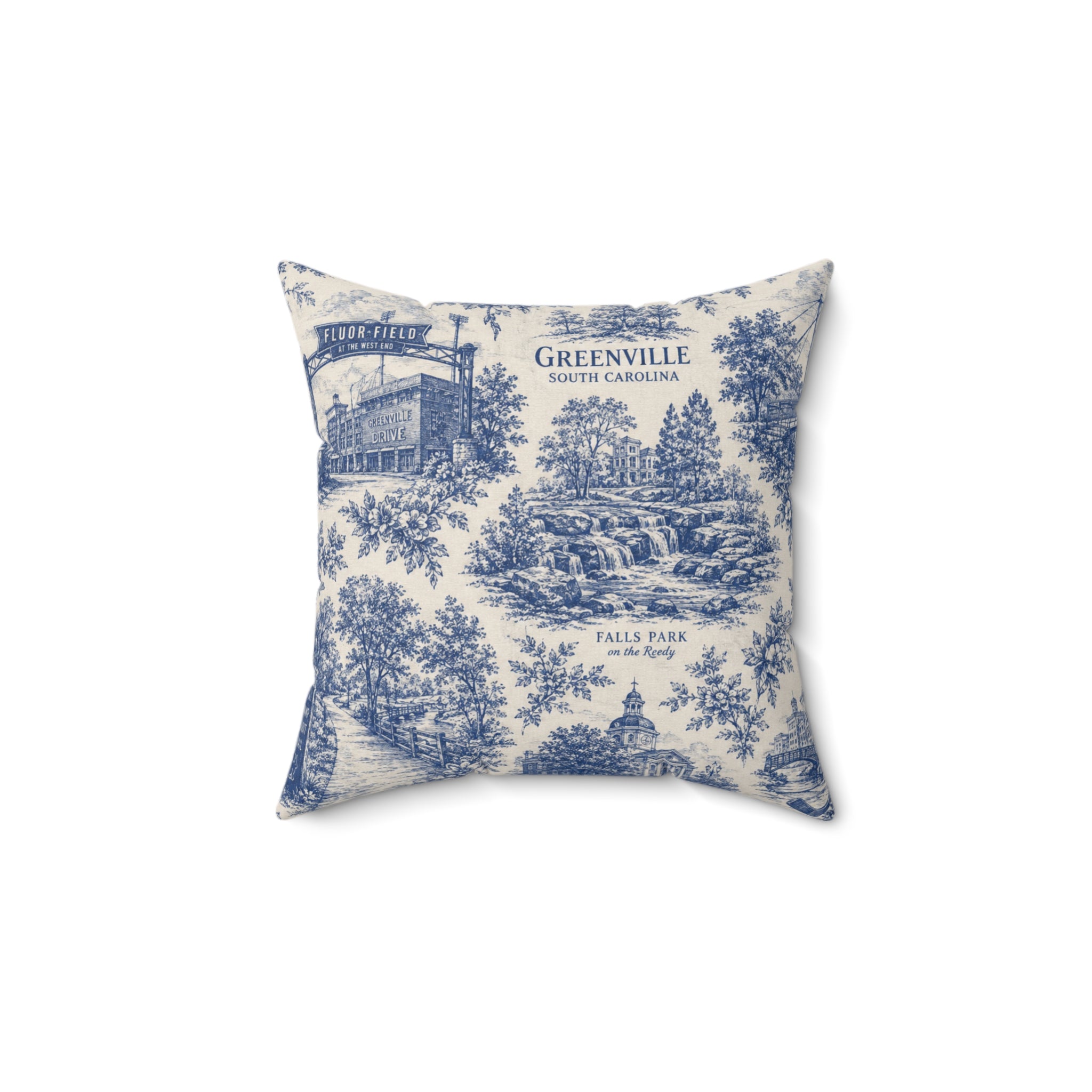 Greenville Toile Square Pillow  Classic Toile Pattern Decorative Pillow