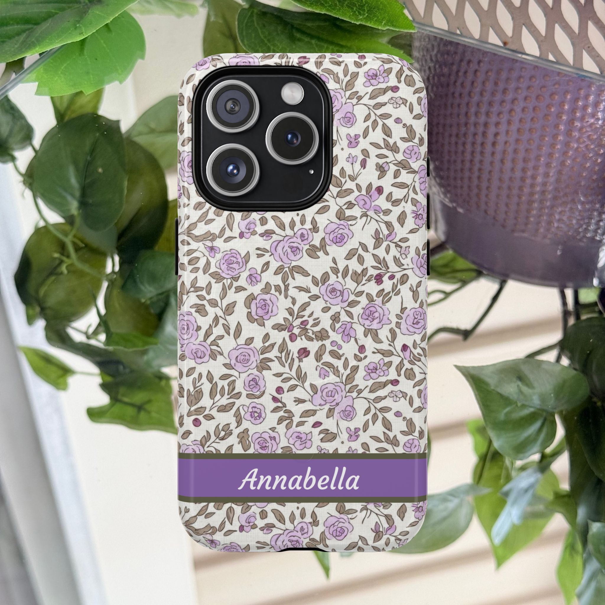Personalized Lavender Floral Tough Magnetic Case
