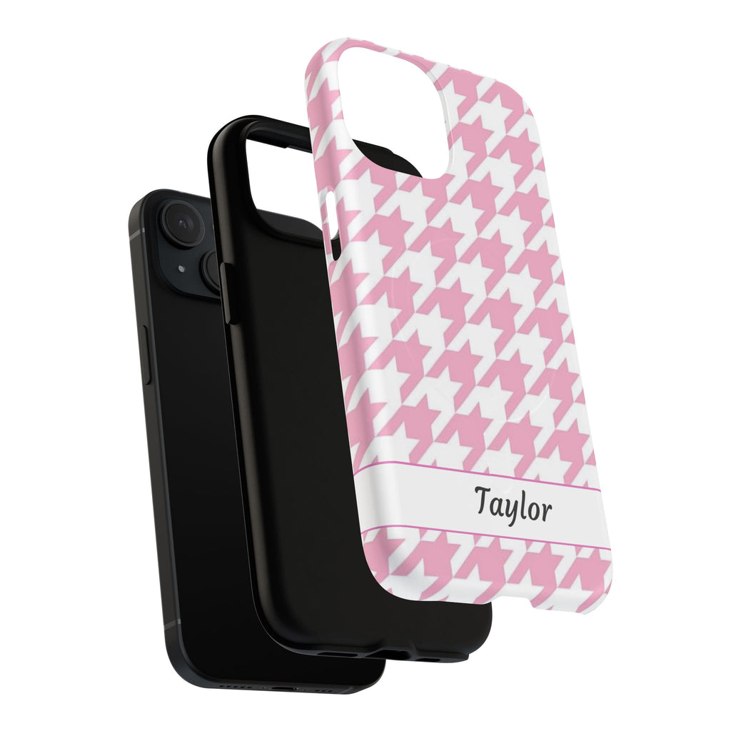 Pink Houndstooth Magnetic Phone Case | Tough Protective Magnetic Case
