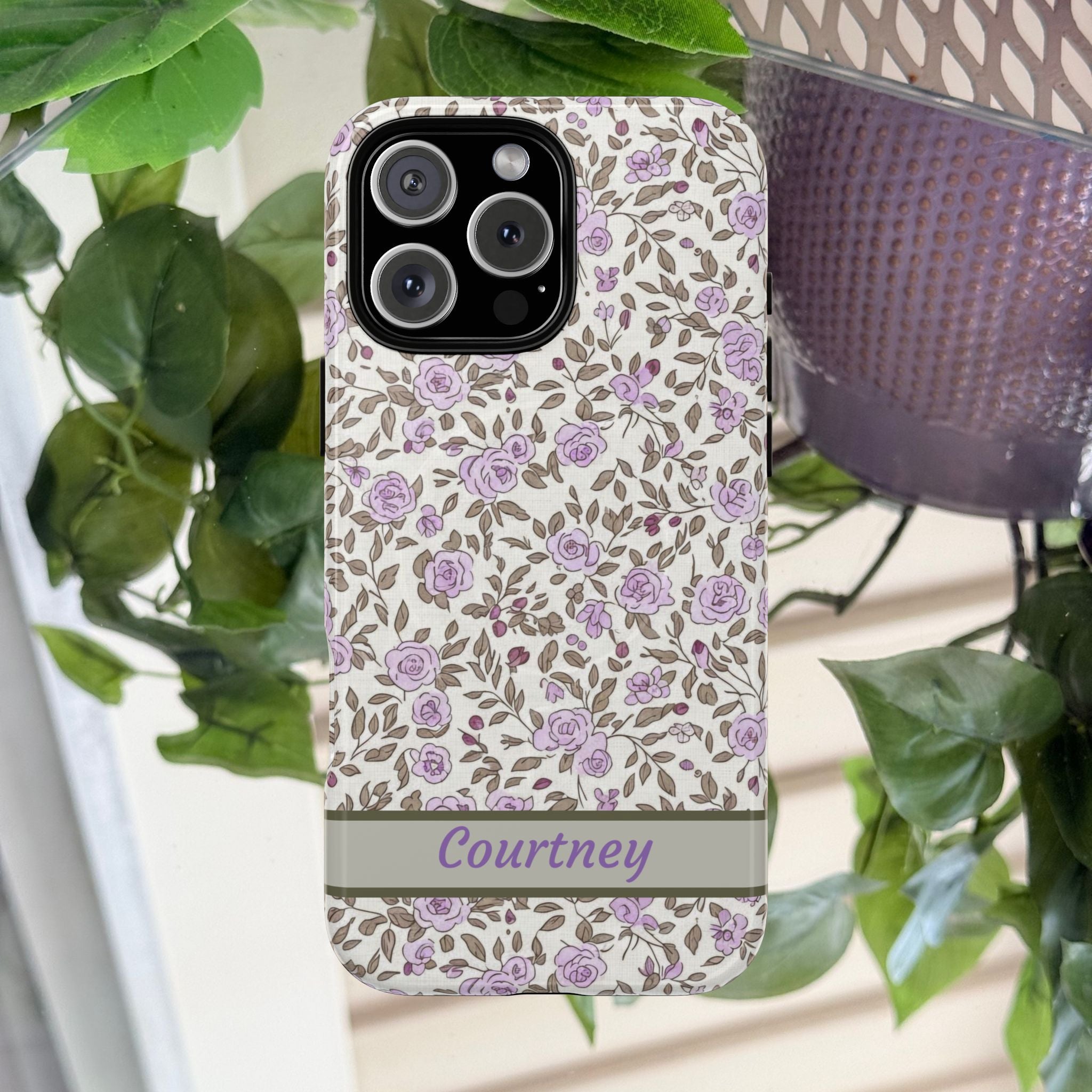 Personalized Lavender Floral Tough Magnetic Case