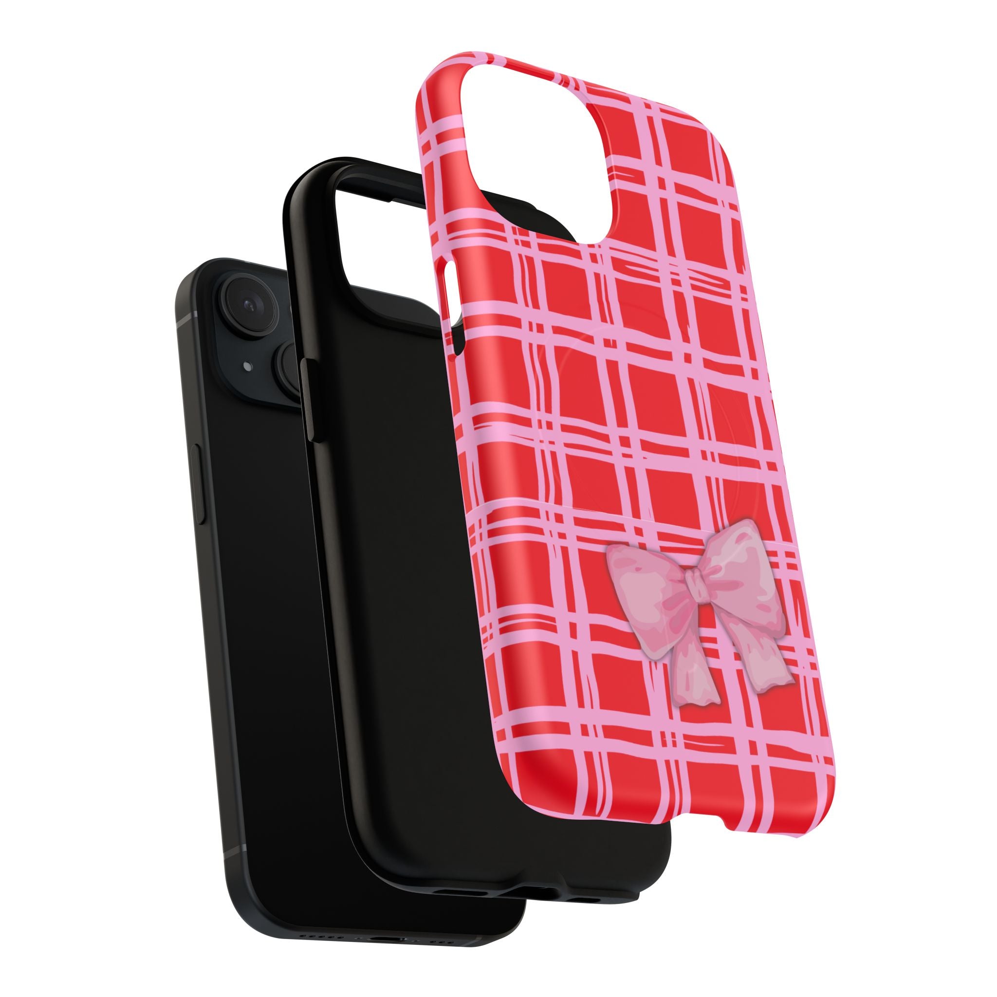 Pink Bow Red & Pink Pattern Tough Magnetic Case
