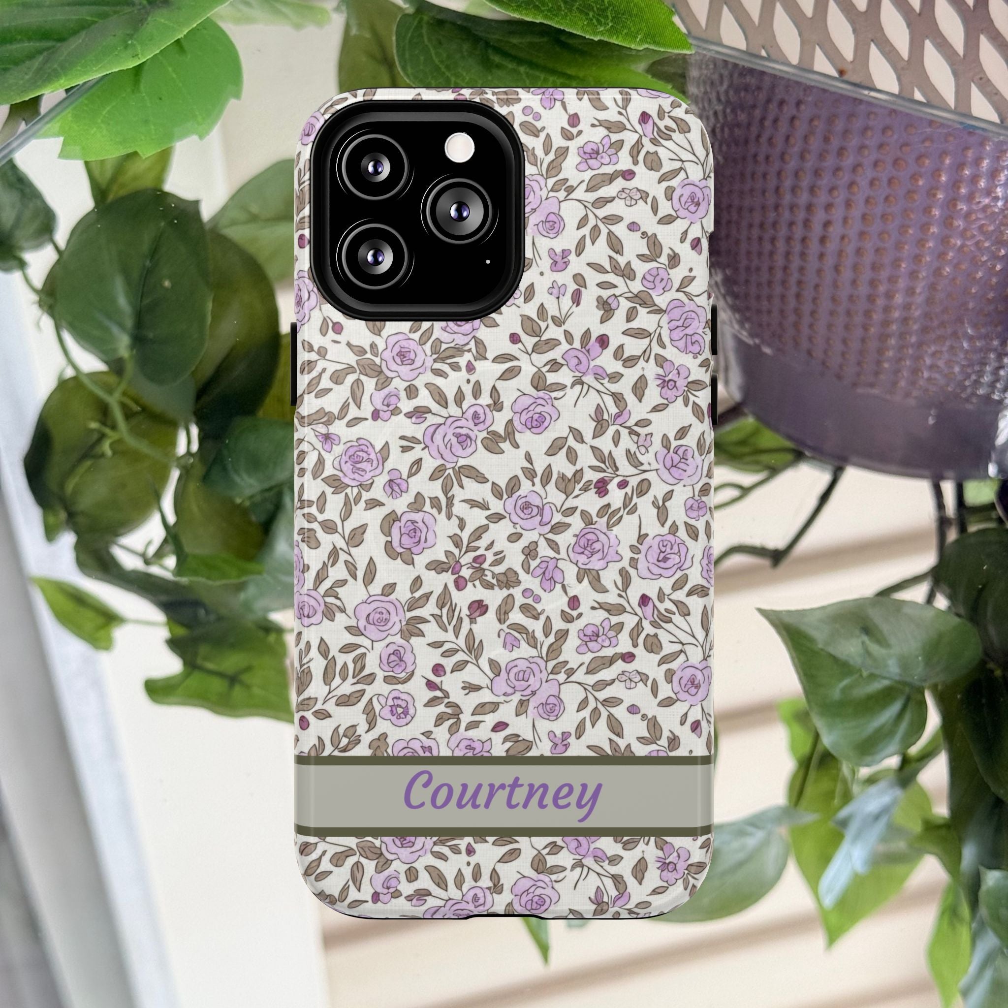 Personalized Lavender Floral Tough Magnetic Case