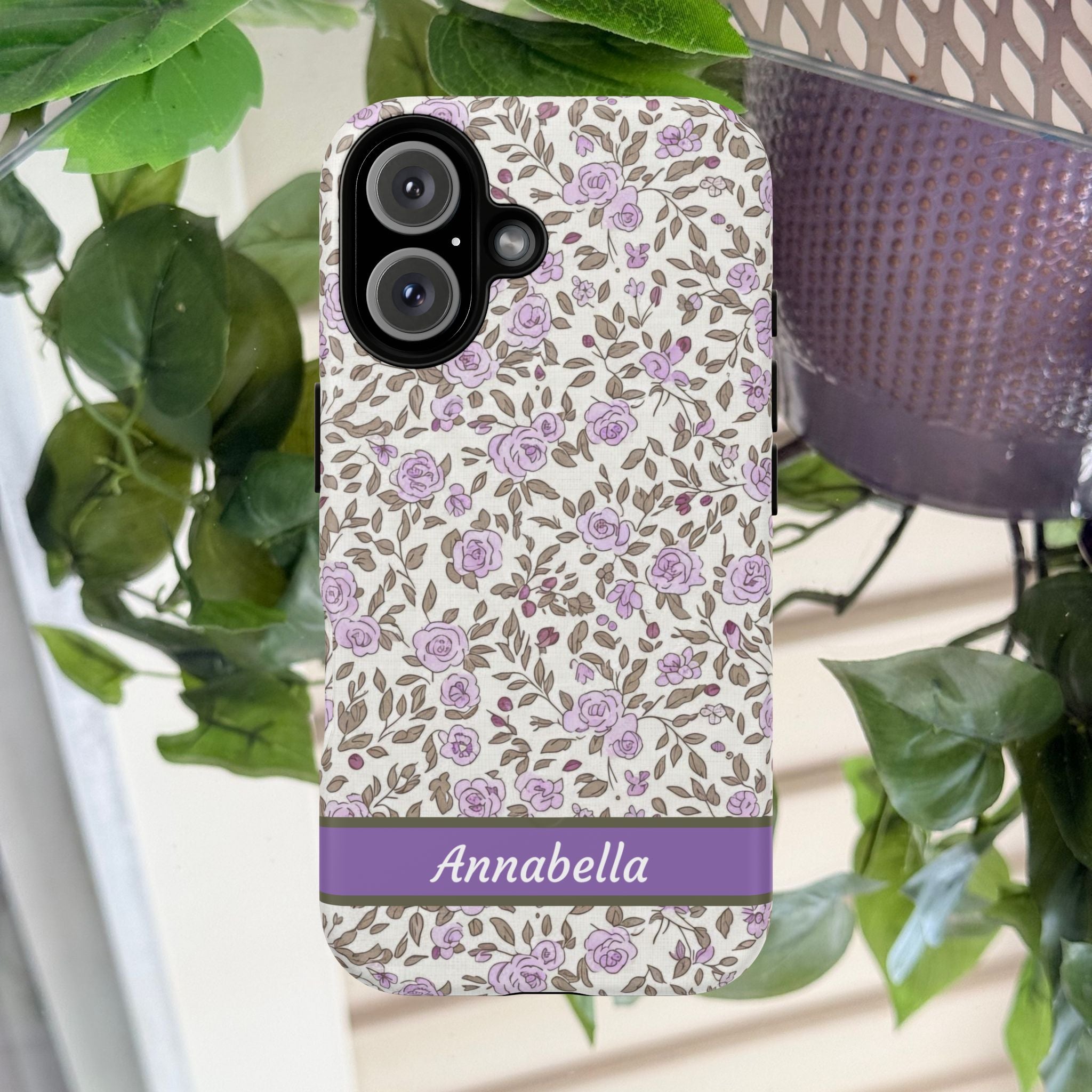 Personalized Lavender Floral Tough Magnetic Case