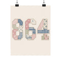 Patchwork Number 864 Poster — Vintage Floral Nursery Wall Art