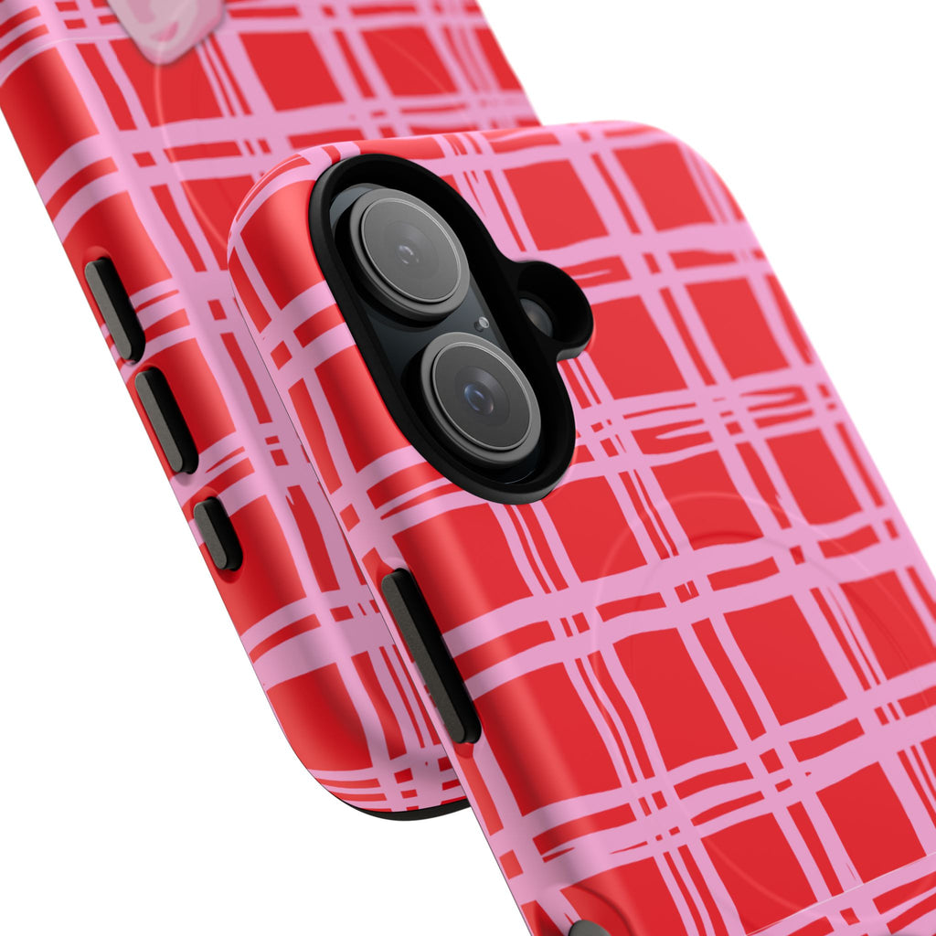 Pink Bow Red & Pink Pattern Tough Magnetic Case