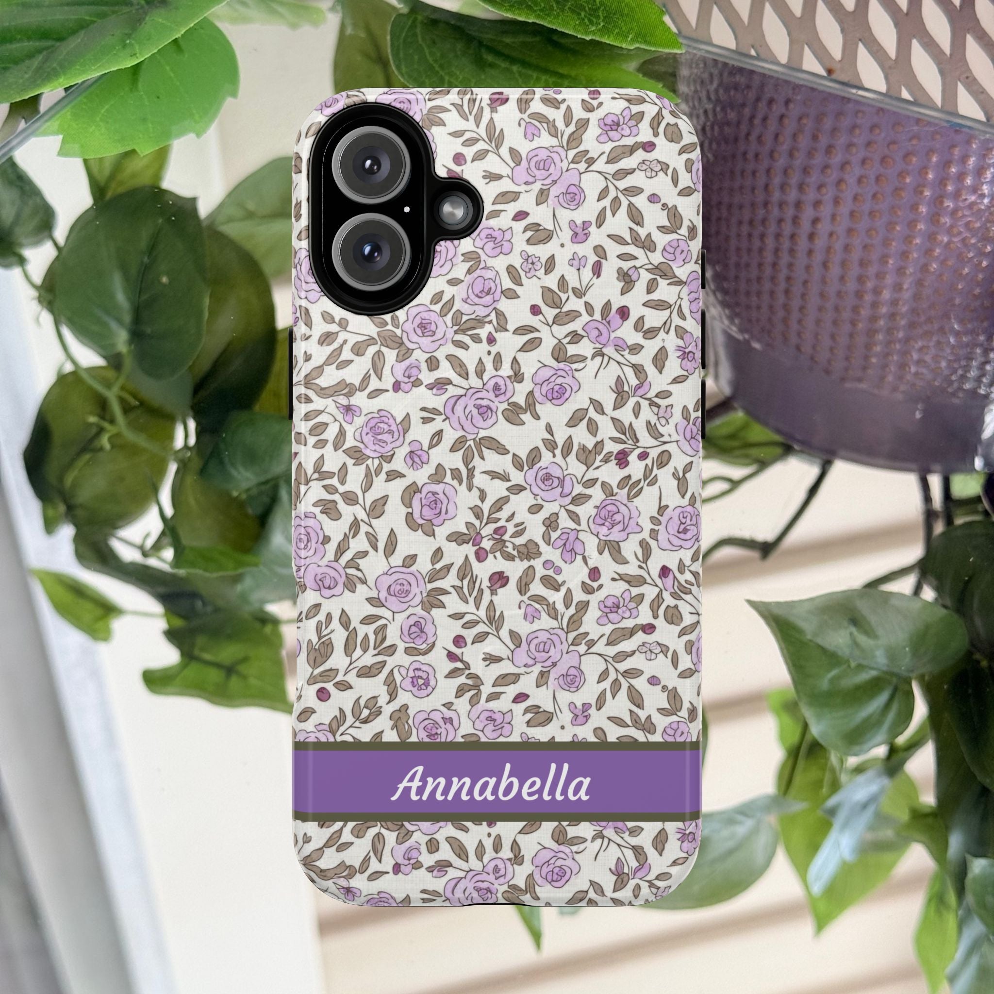 Personalized Lavender Floral Tough Magnetic Case