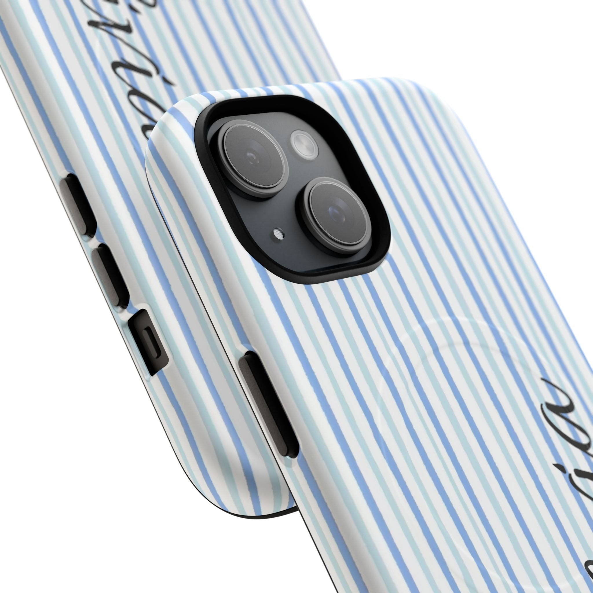 Personalized Light Blue Striped Tough Magnetic Phone Case