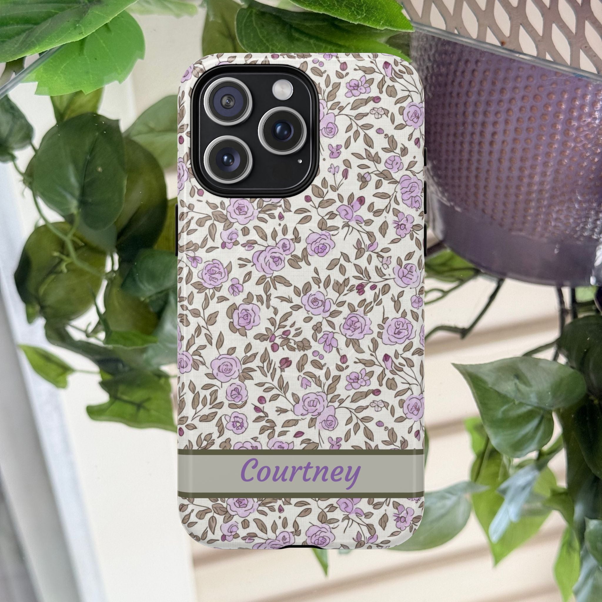 Personalized Lavender Floral Tough Magnetic Case