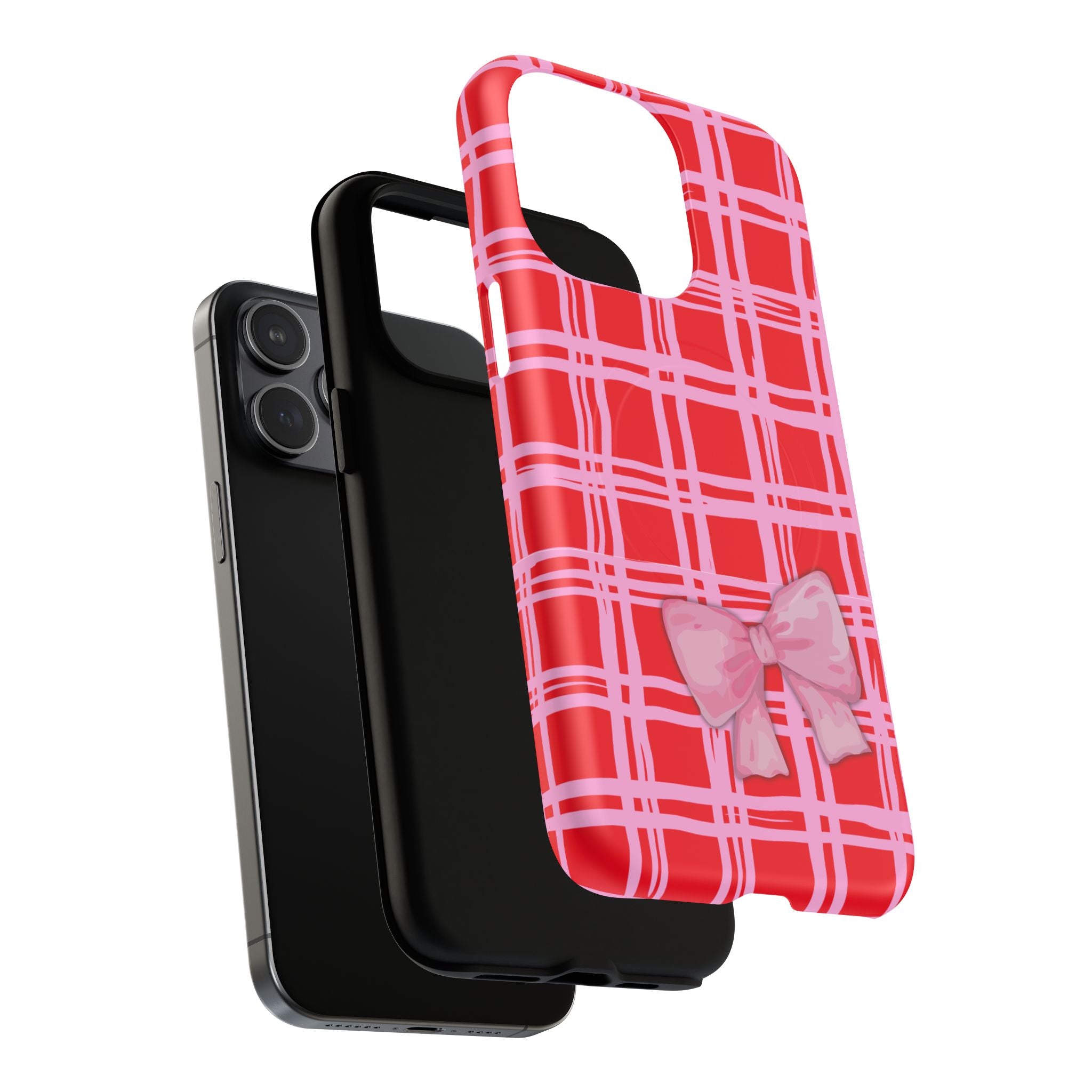 Pink Bow Red & Pink Pattern Tough Magnetic Case