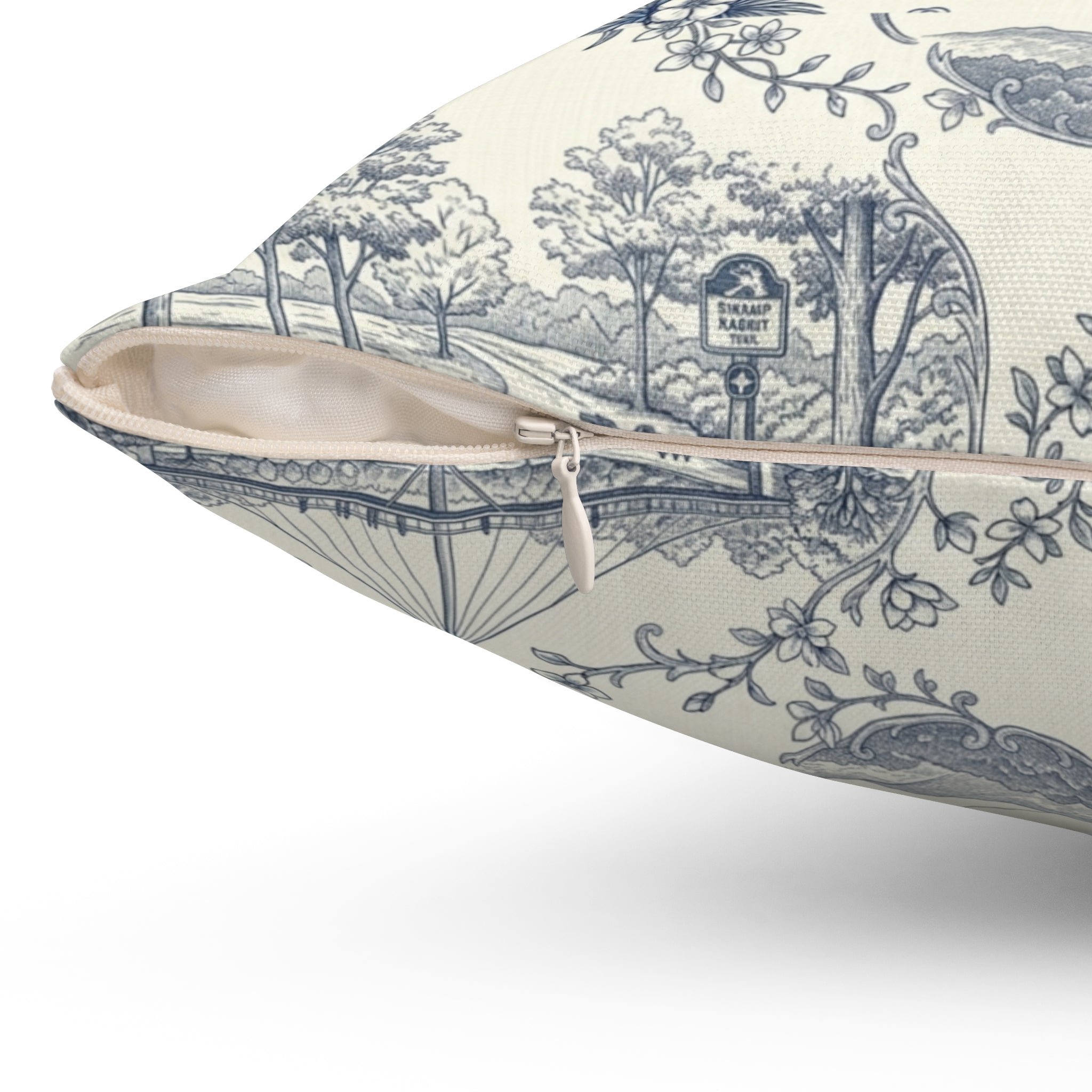Greenville SC Toile Square Pillow — Southern Cityscape Decorative Pillow