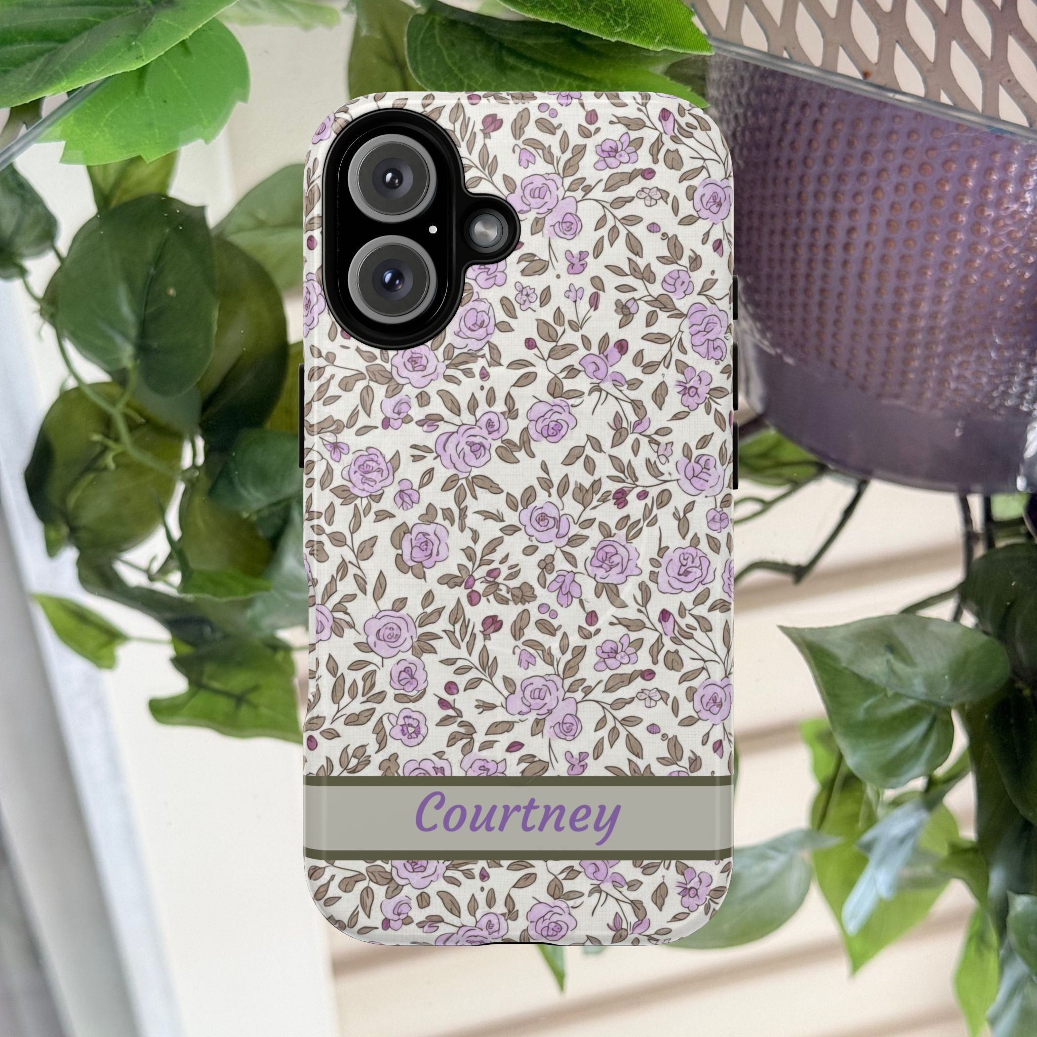 Personalized Lavender Floral Tough Magnetic Case