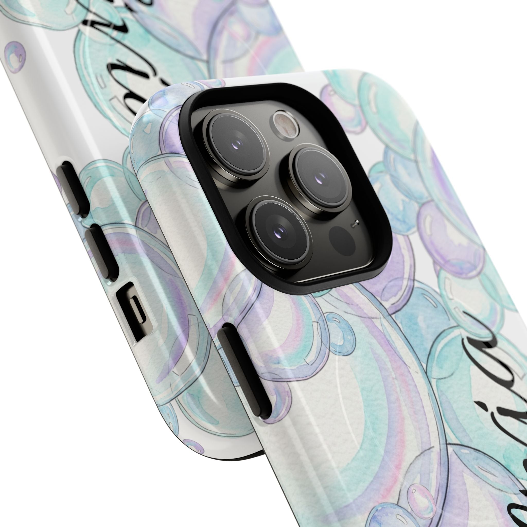 Watercolor Bubbles Magnetic Phone Case - Personalizable