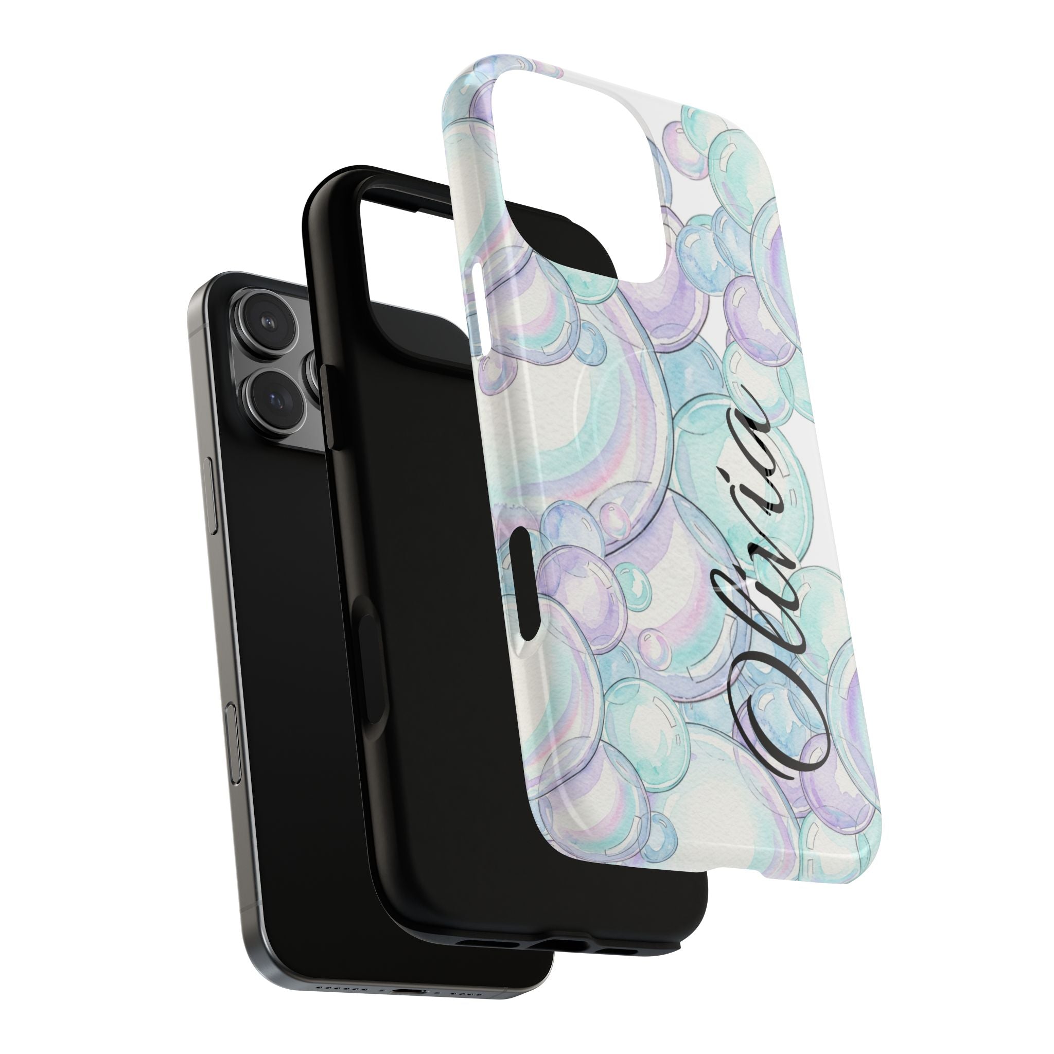Watercolor Bubbles Magnetic Phone Case - Personalizable
