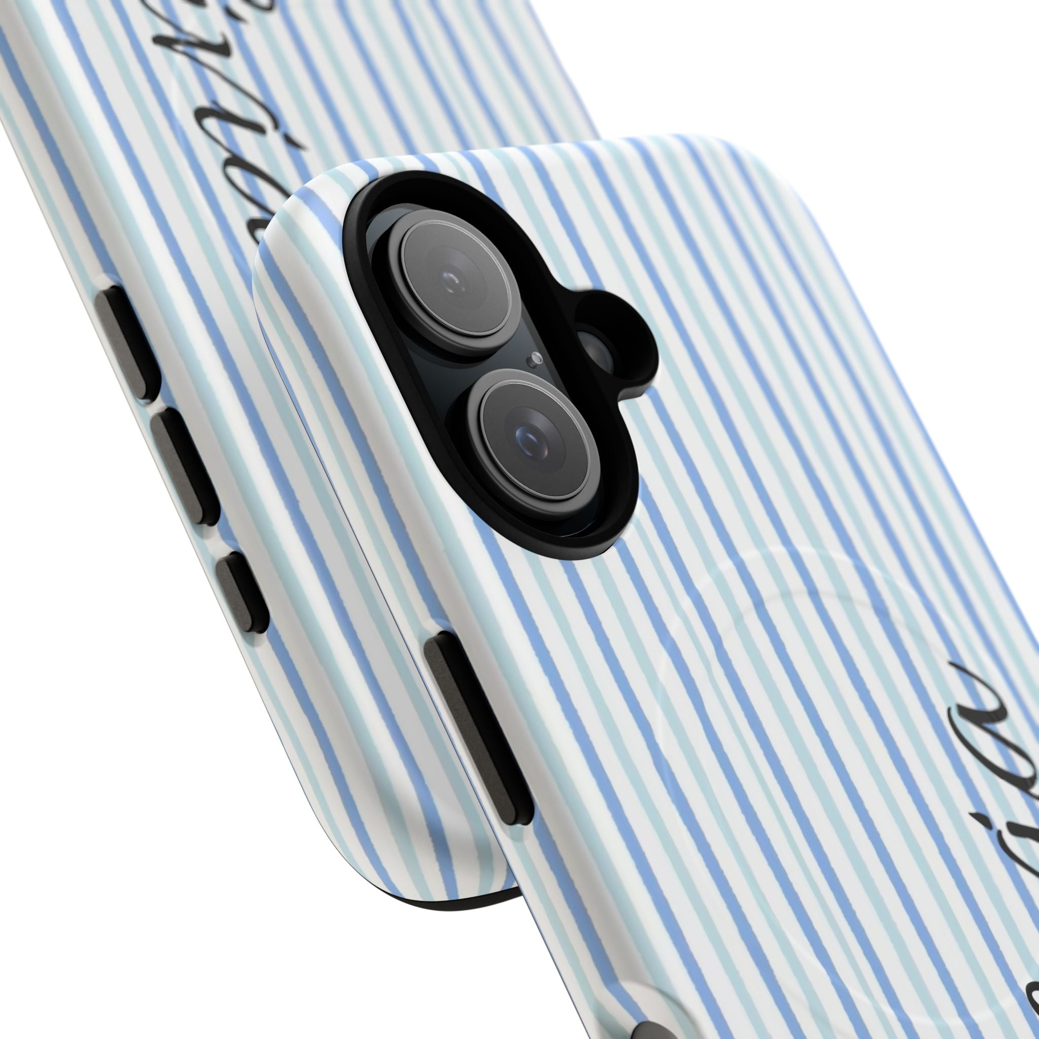 Personalized Light Blue Striped Tough Magnetic Phone Case