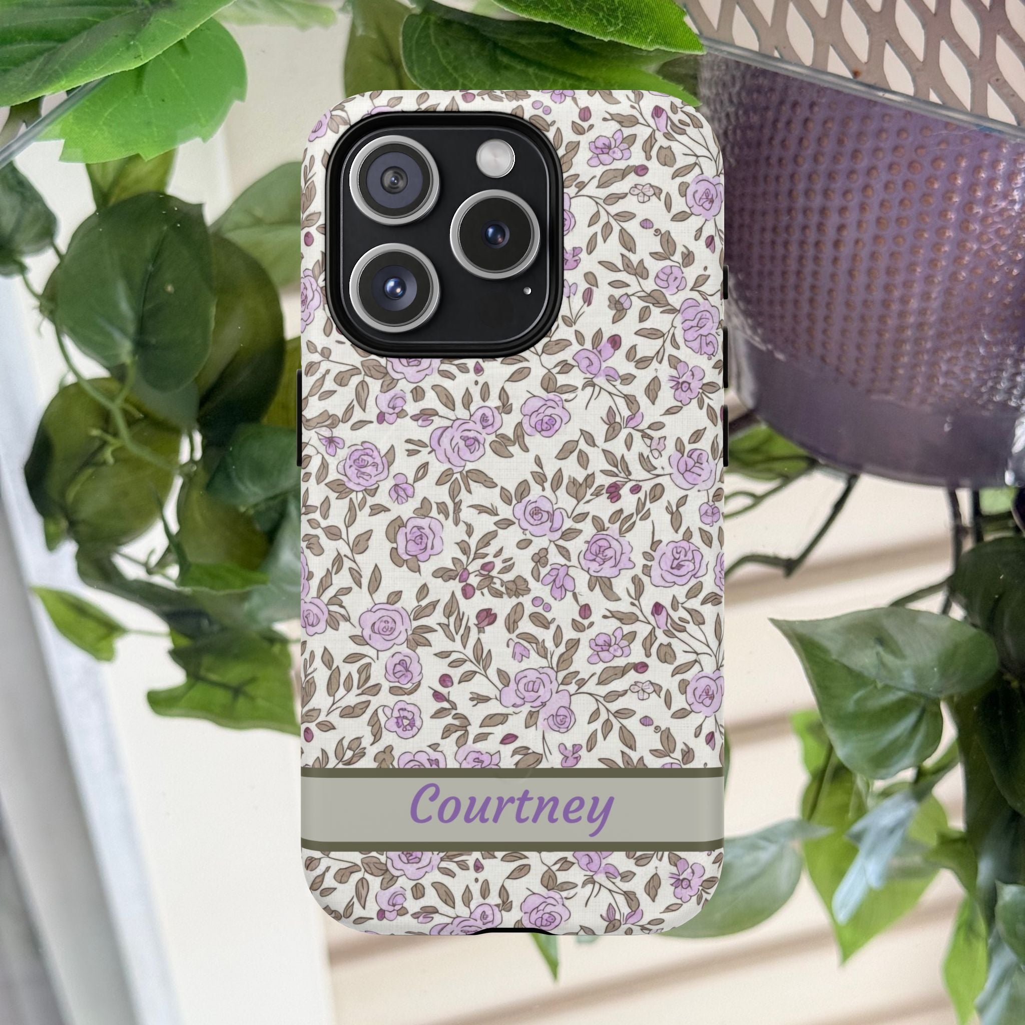 Personalized Lavender Floral Tough Magnetic Case
