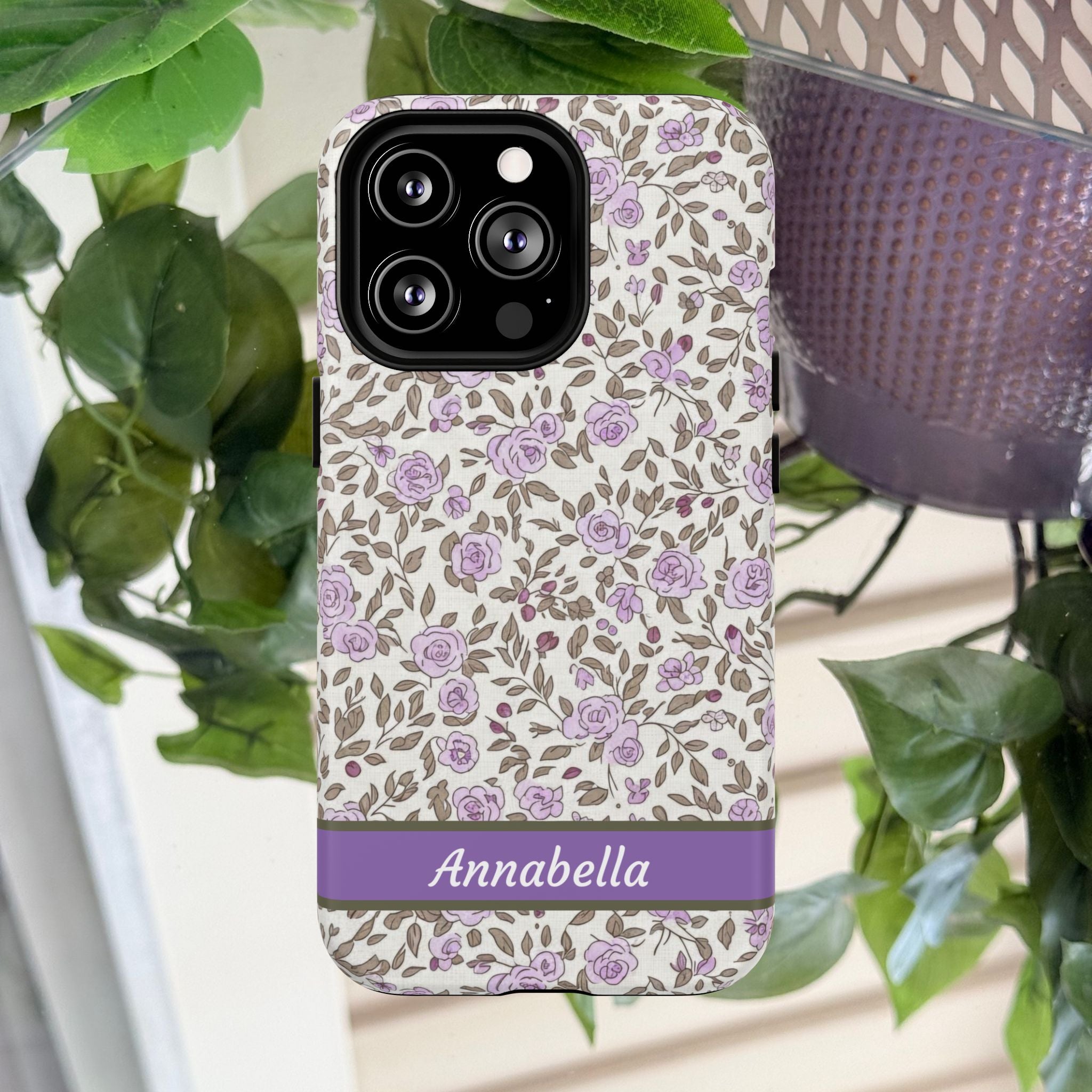 Personalized Lavender Floral Tough Magnetic Case
