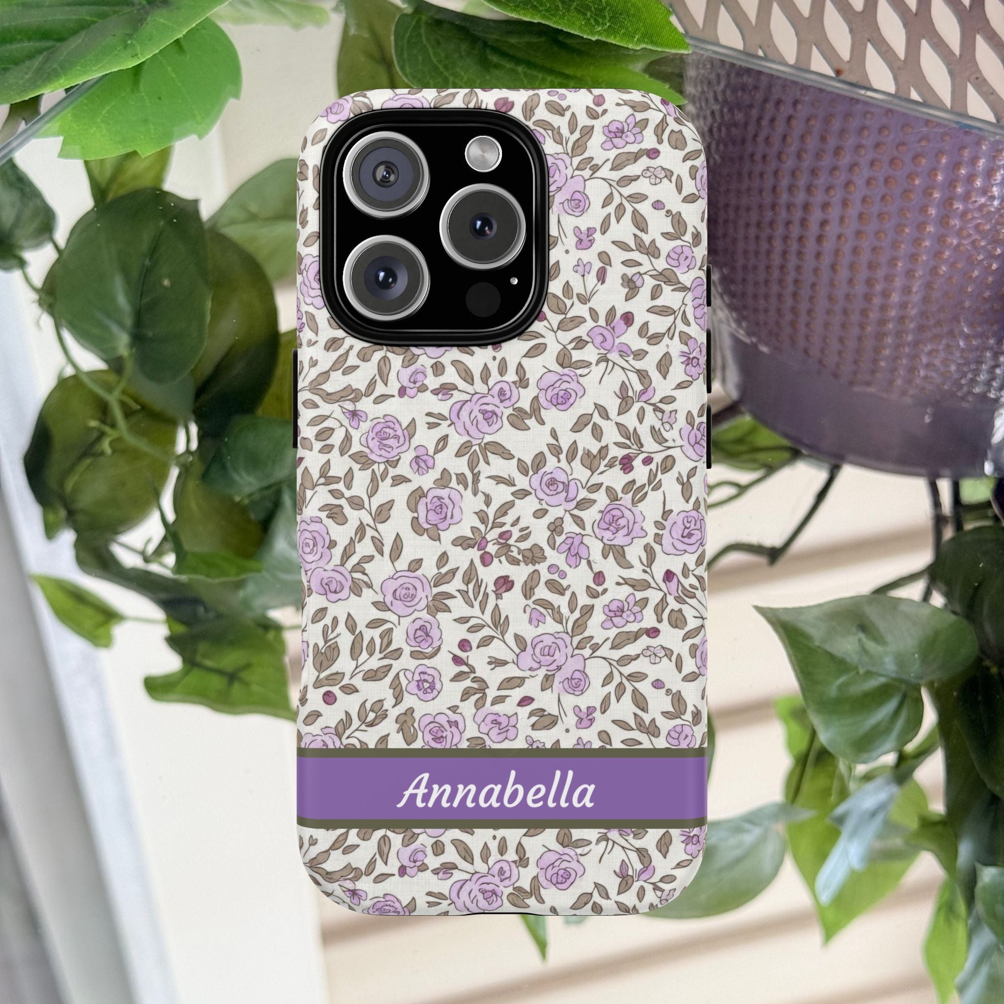 Personalized Lavender Floral Tough Magnetic Case