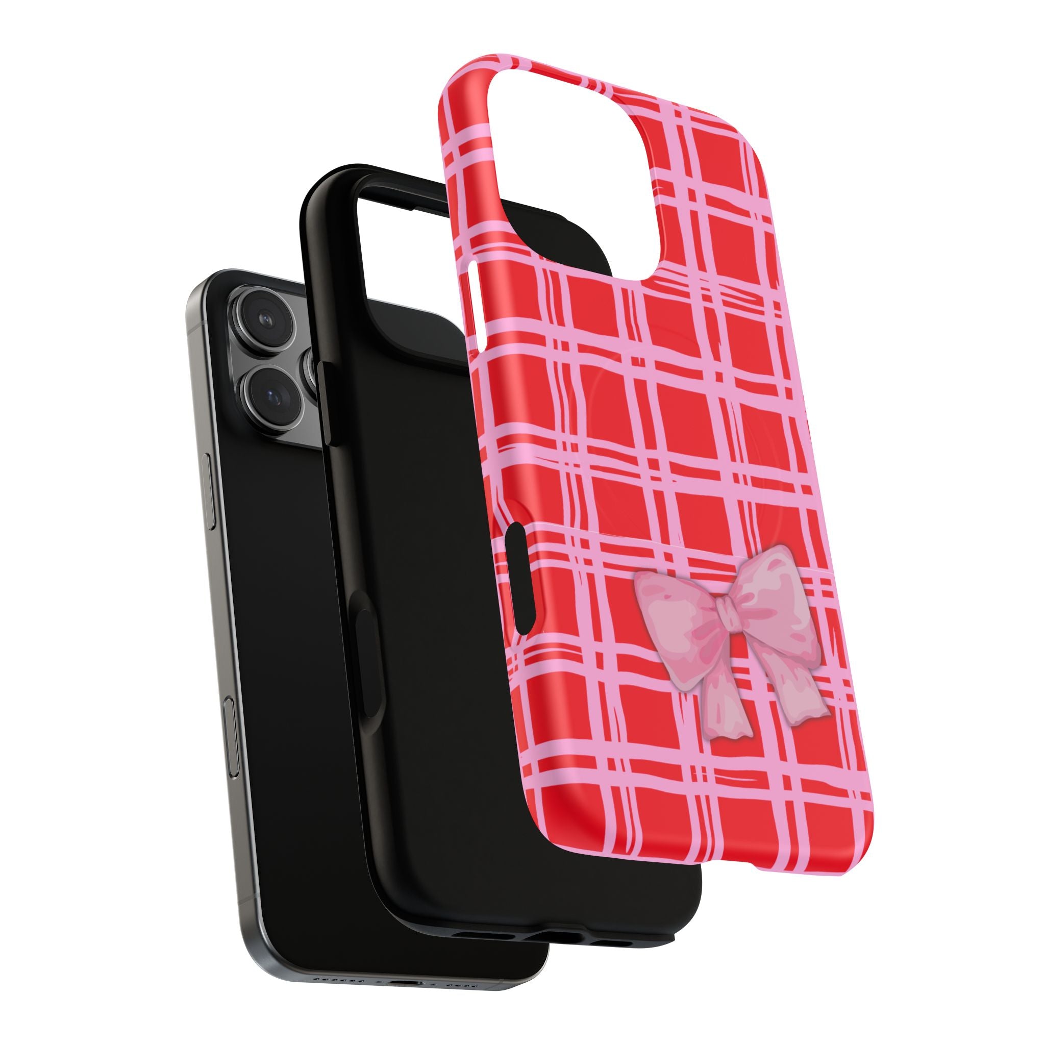 Pink Bow Red & Pink Pattern Tough Magnetic Case