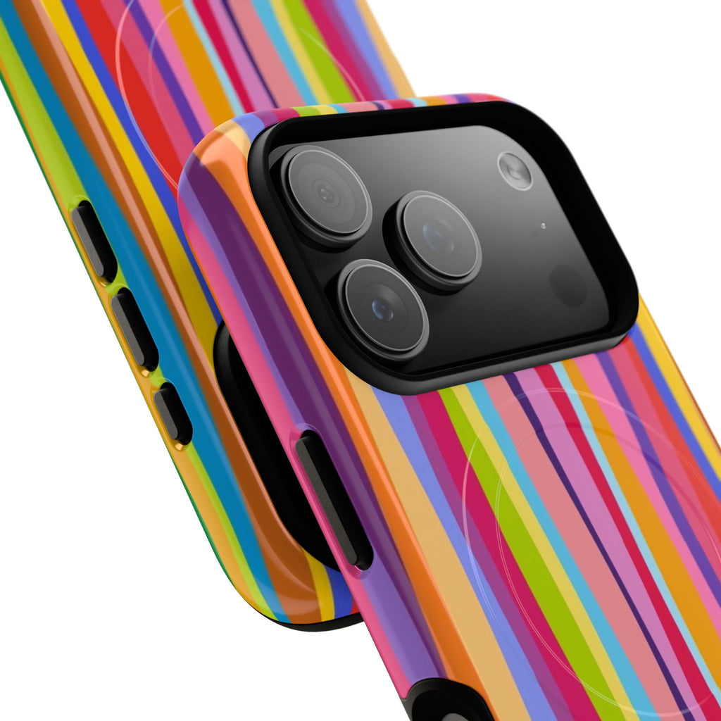 Colorful Stripes Tough Magnetic Case Protective Phone Case with Custom Stripe Design
