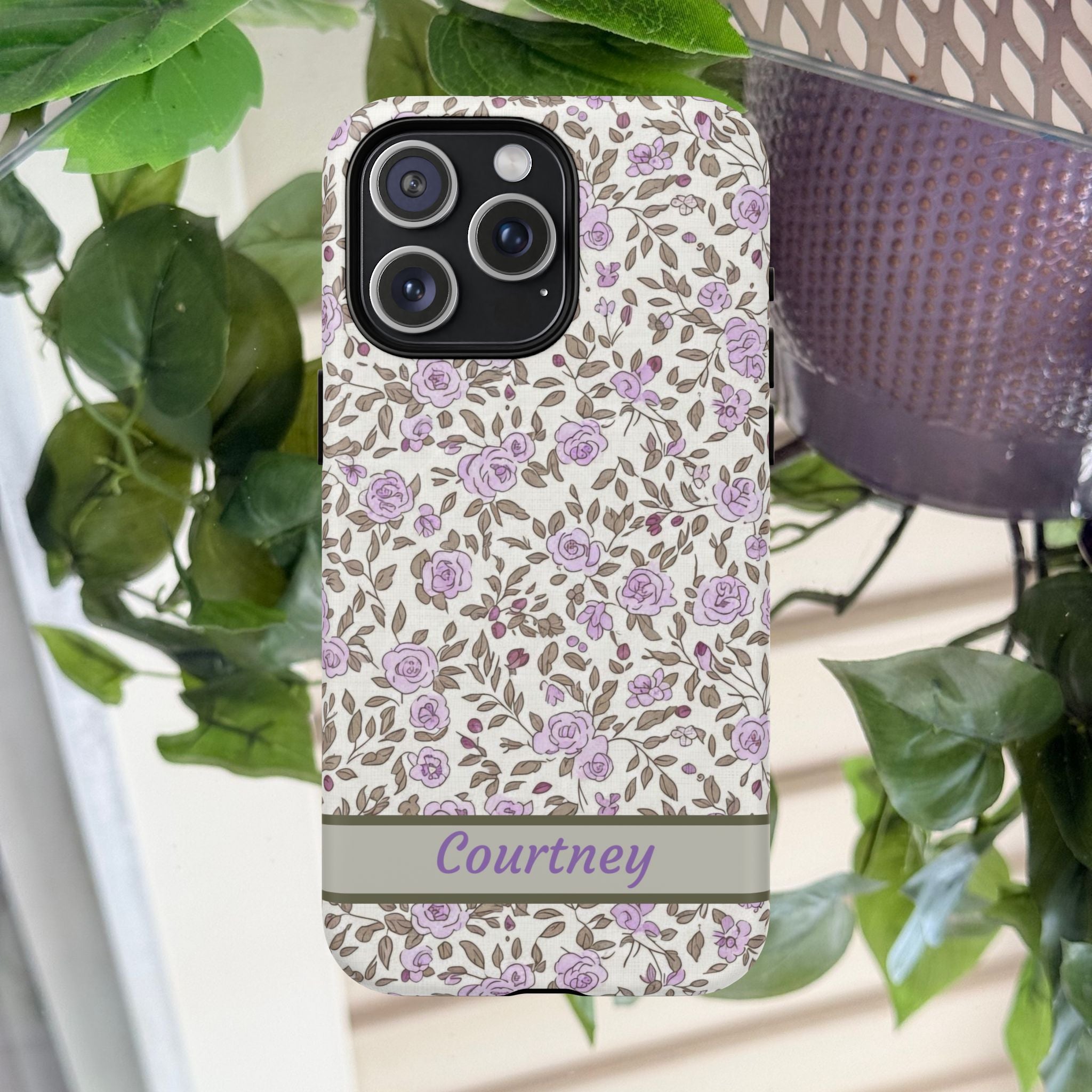 Personalized Lavender Floral Tough Magnetic Case