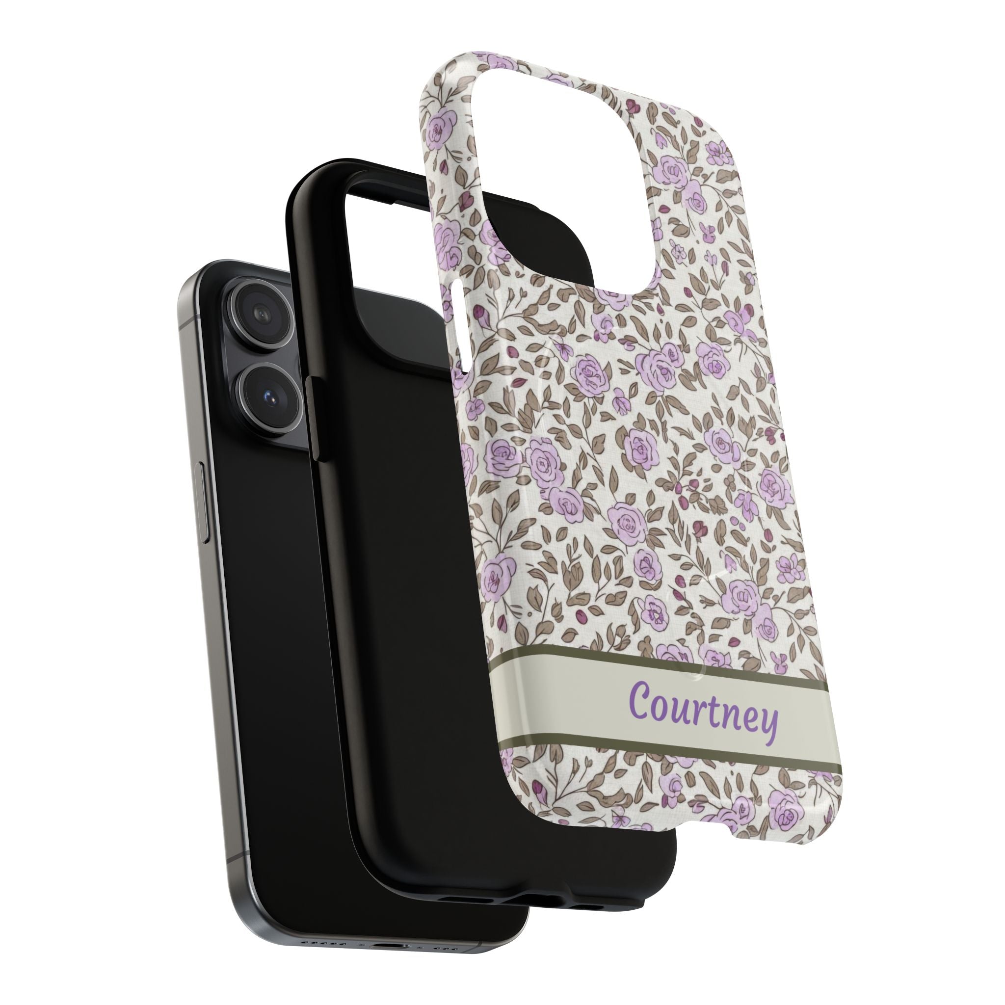 Personalized Lavender Floral iPhone Case — Tough Magnetic Protective Case