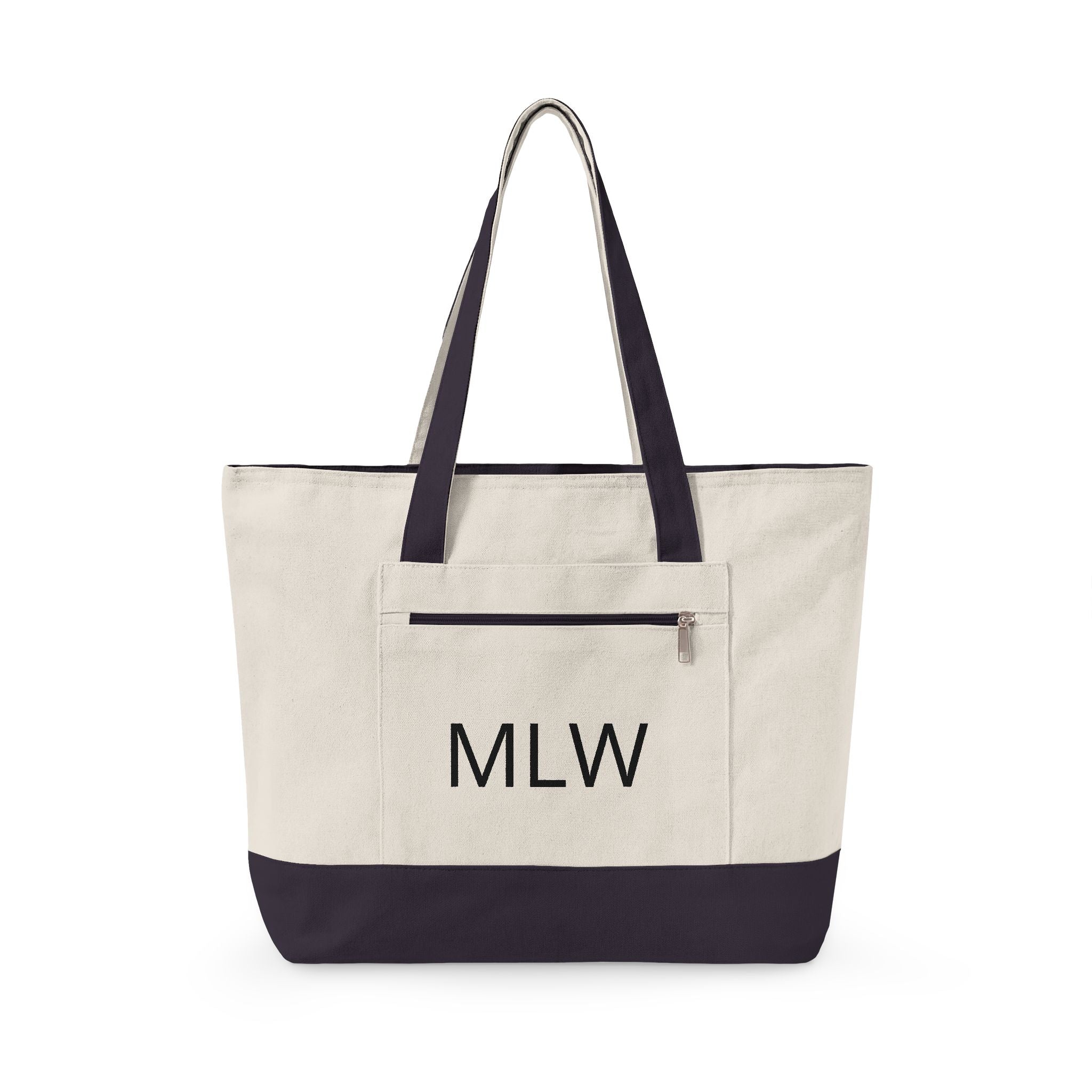 Personalized Canvas Tote Bag — Monogram MLW, Durable Everyday Market Bag