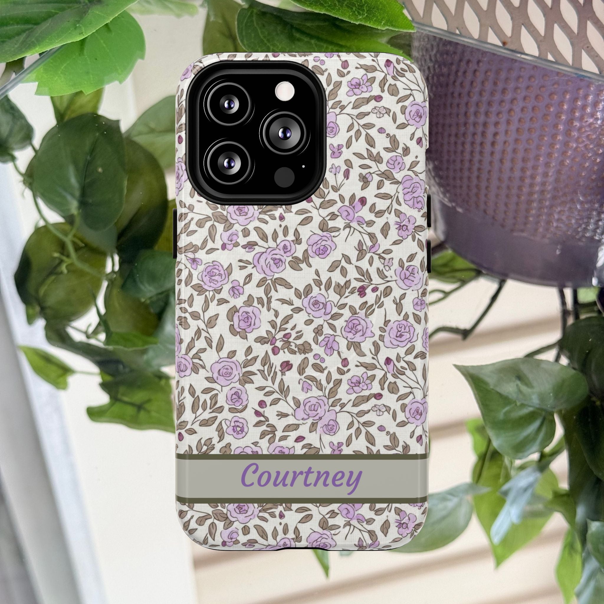 Personalized Lavender Floral Tough Magnetic Case