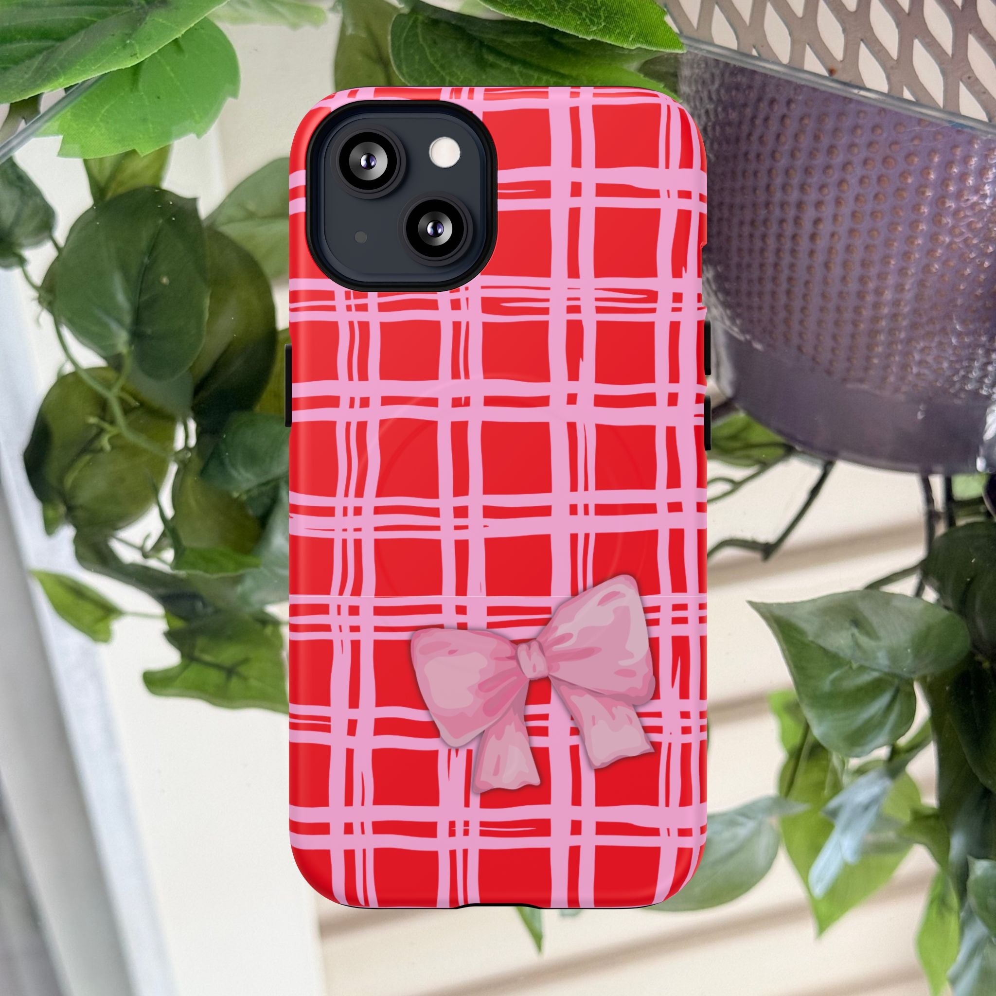 Pink Bow Red & Pink Pattern Tough Magnetic Case