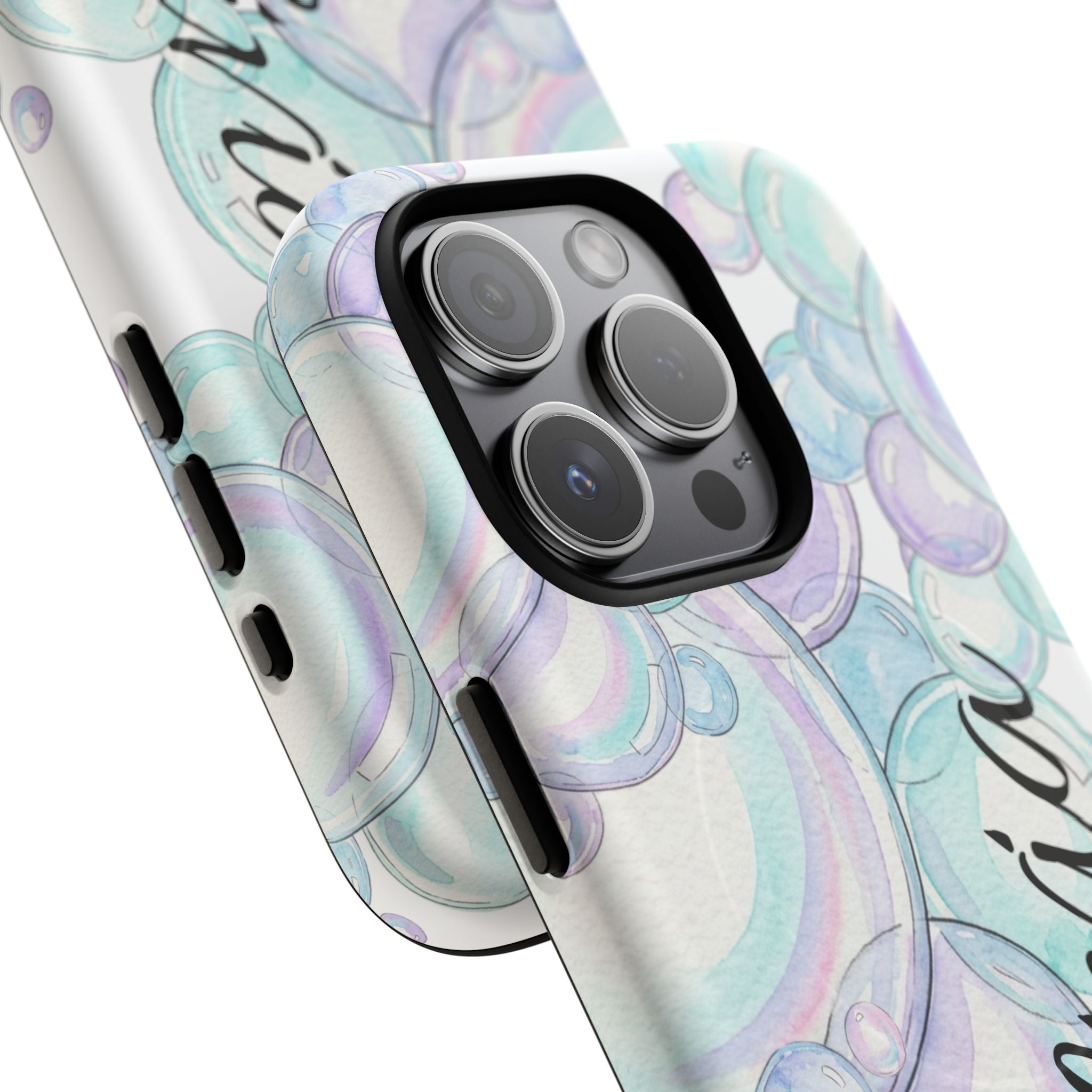 Watercolor Bubbles Magnetic Phone Case - Personalizable
