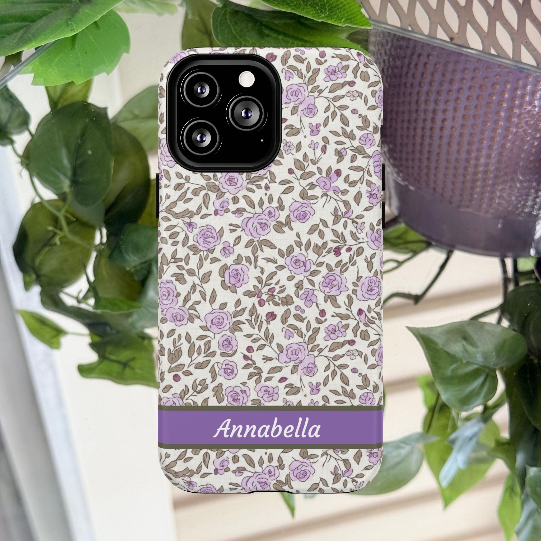 Personalized Lavender Floral Tough Magnetic Case