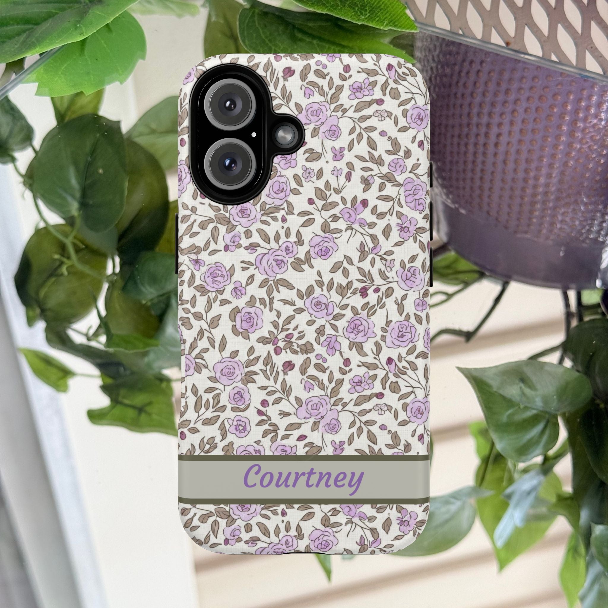 Personalized Lavender Floral Tough Magnetic Case
