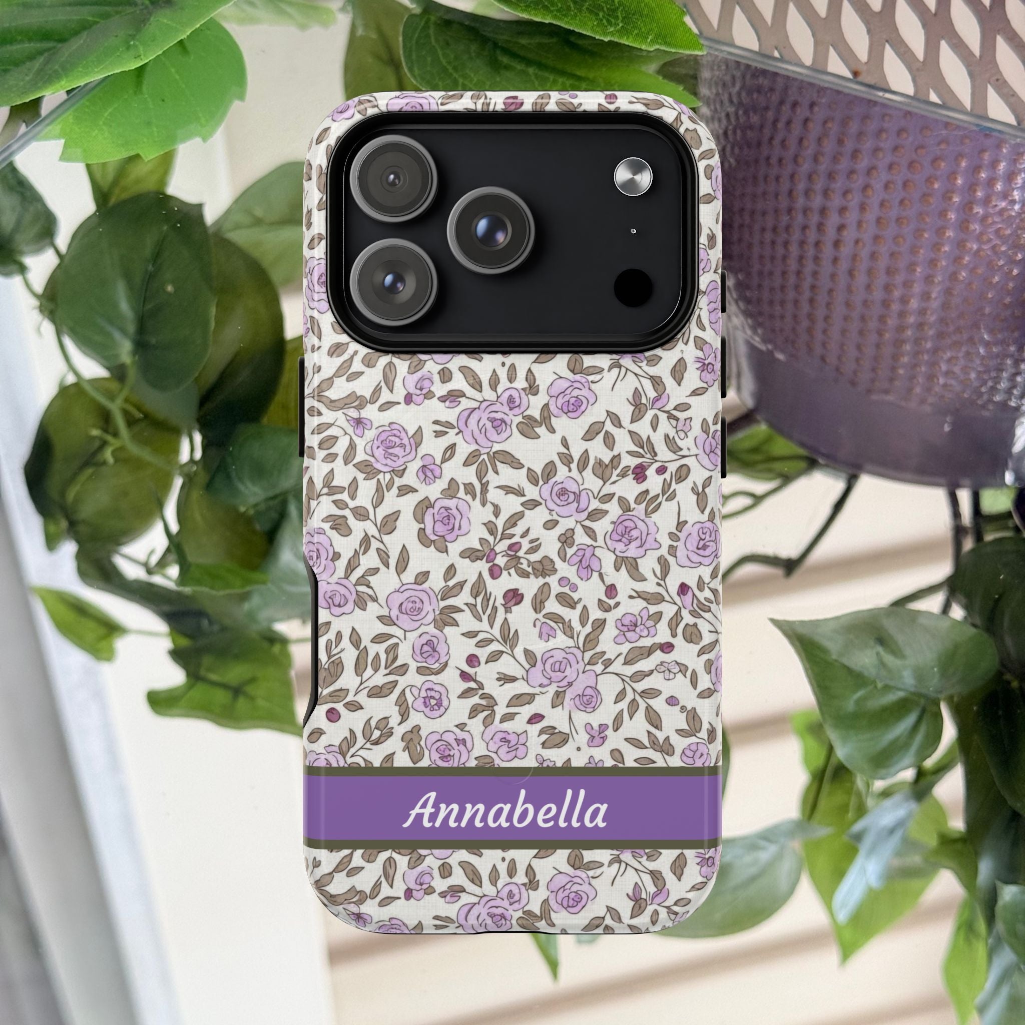 Personalized Lavender Floral Tough Magnetic Case