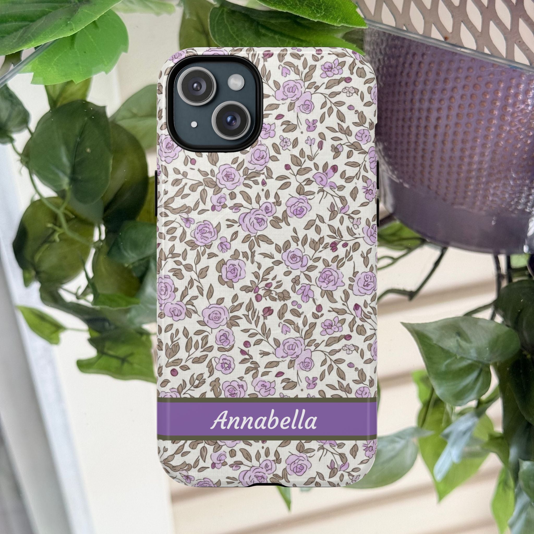 Personalized Lavender Floral Tough Magnetic Case