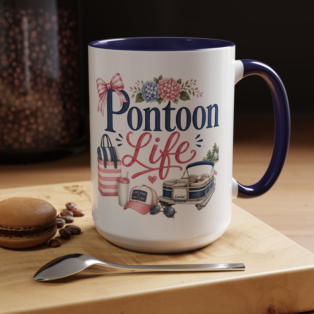 Pontoon Life Accent Coffee Mug Personalized 11oz & 15oz Coffee Cup