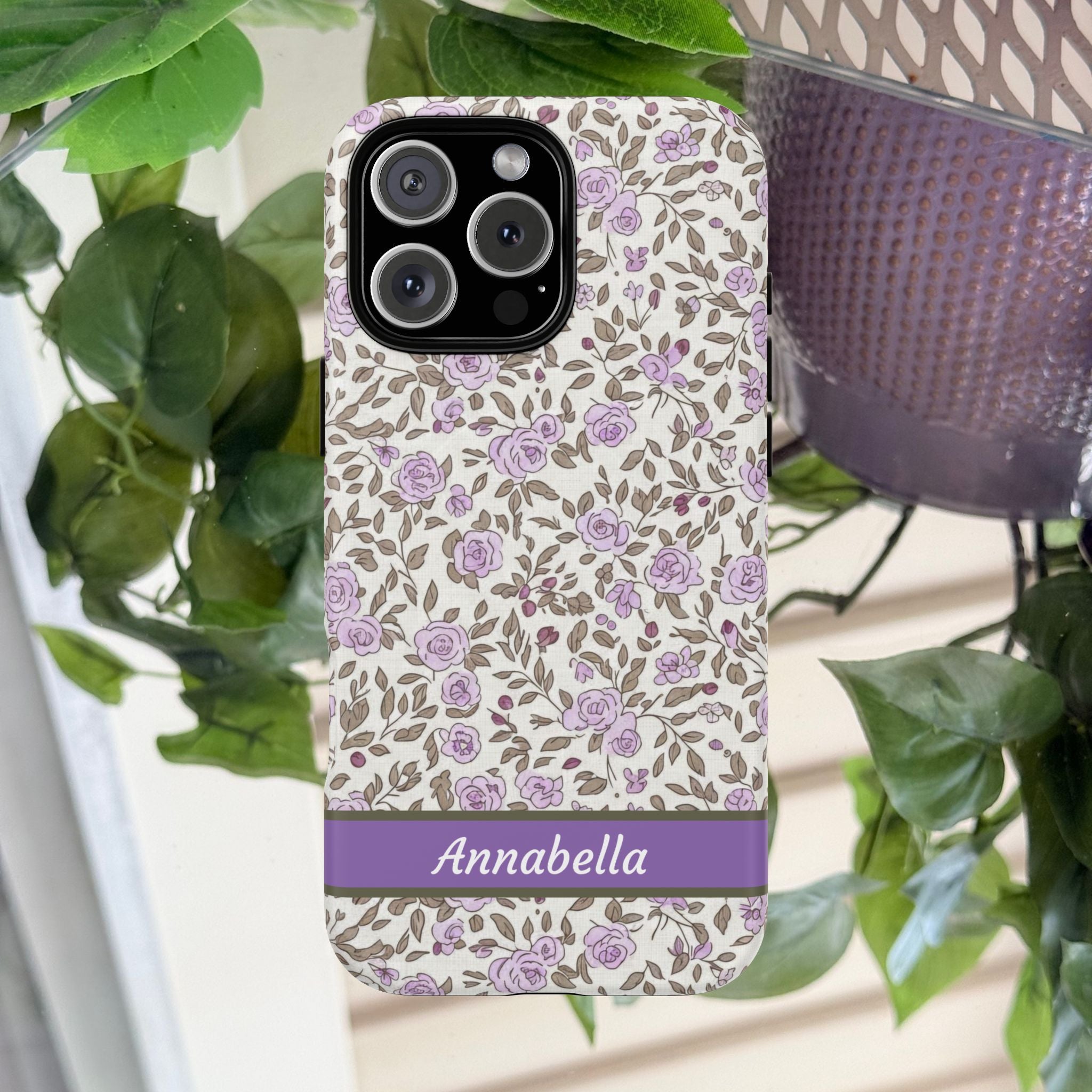 Personalized Lavender Floral Tough Magnetic Case